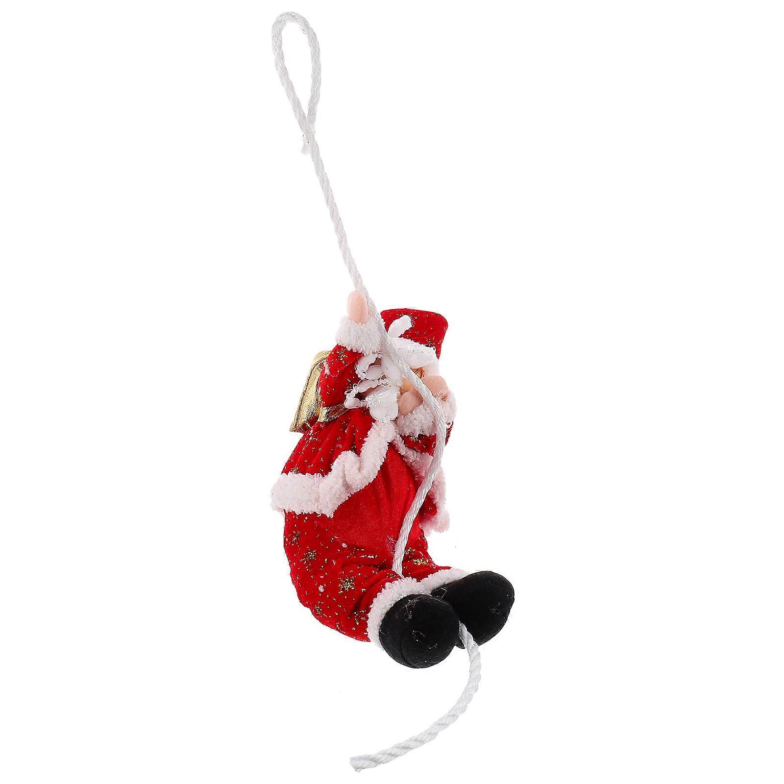 Santa Claus Climbing Ladder Doll Christmas Decoration 30x13x12cm Red Plush 1Pack