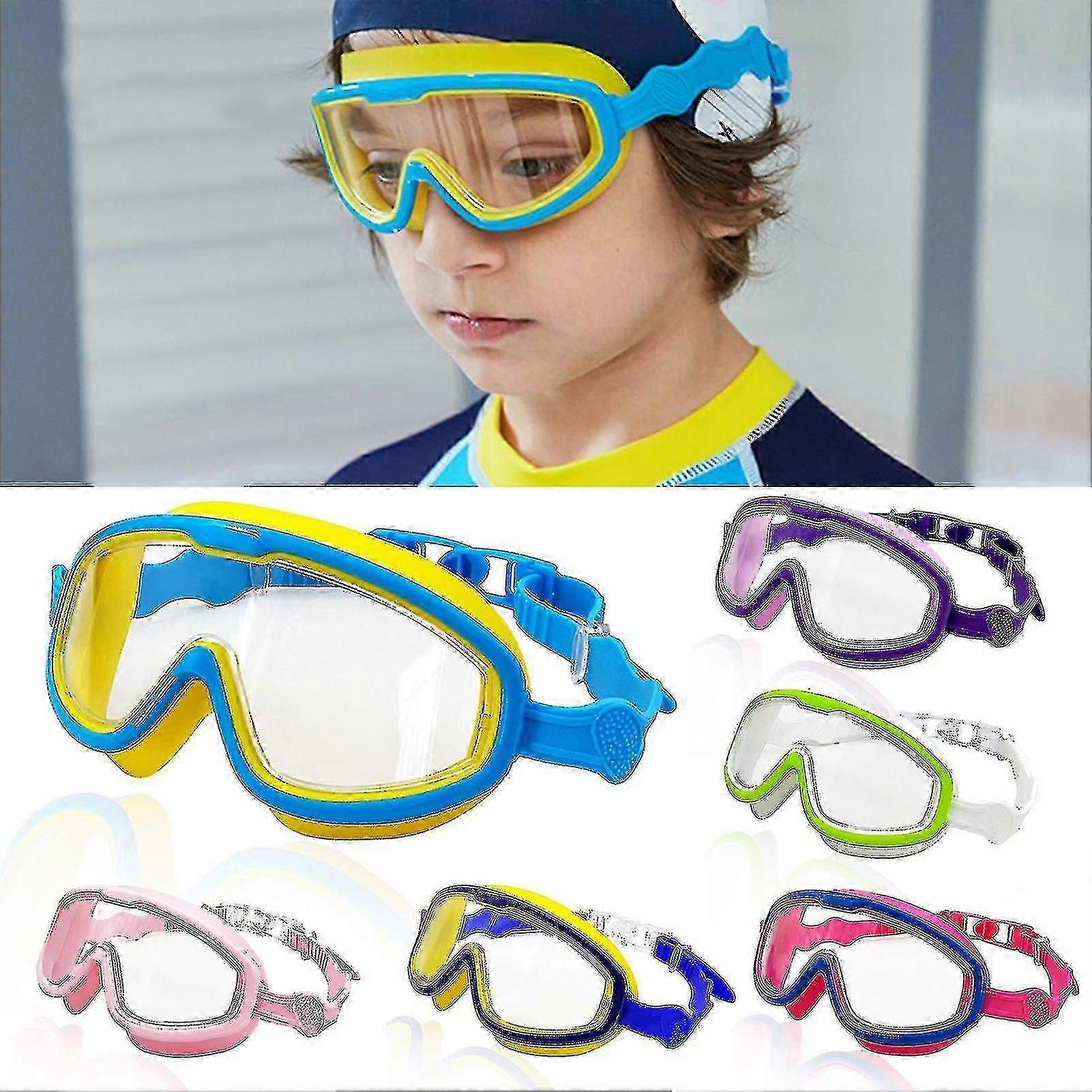 Anti-Fog Kids Swim Goggles with Wide View, Big Frame Glasses for Children Pool Swimming