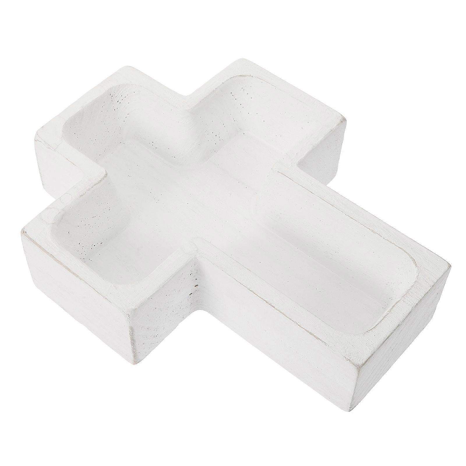 Decorative Wood Tray Cross Shaped Serving Tray for Home Kitchen Elegant White 22.00X18.00X5.00CM Fruit Serving 1Pack