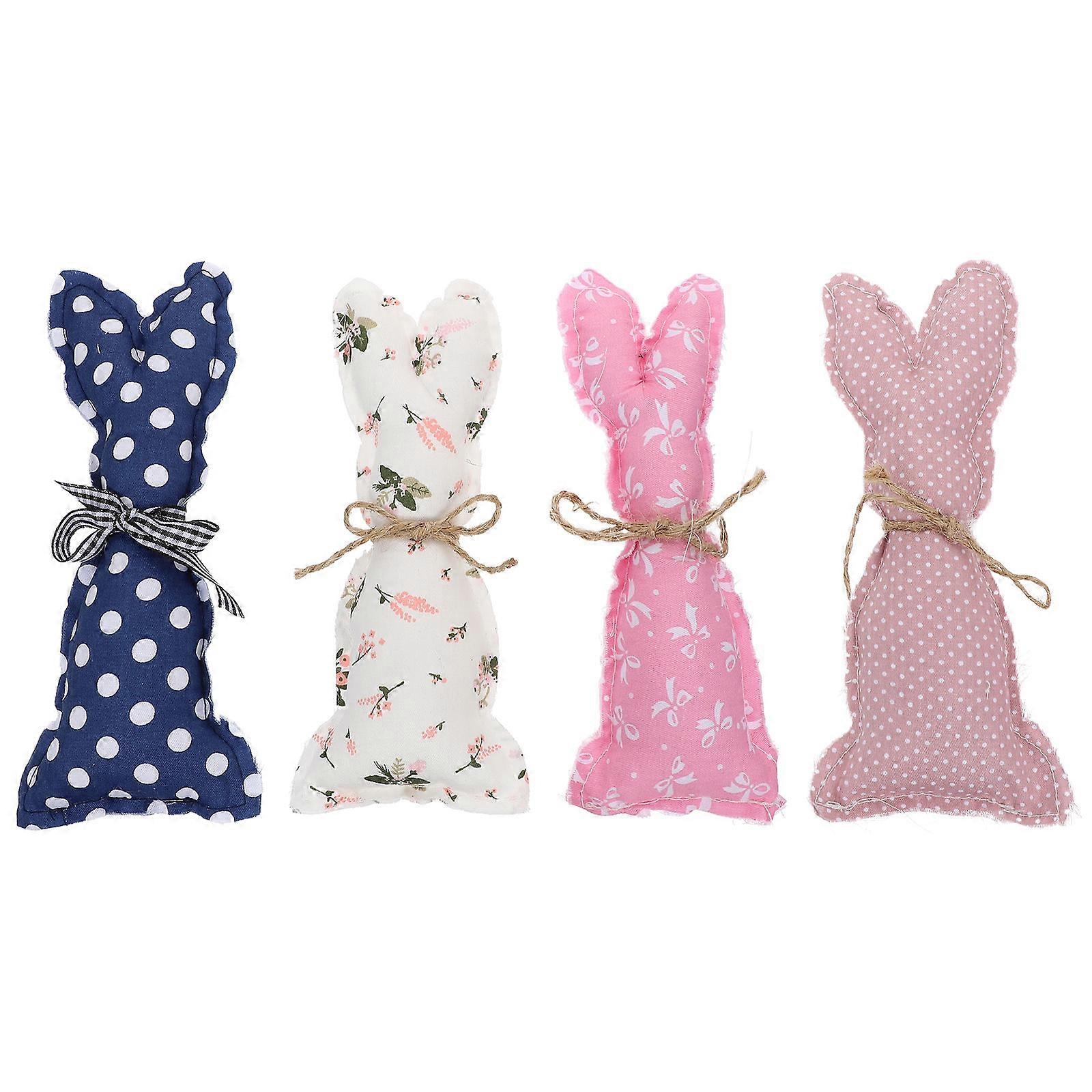 Bunny Easter Decor Cloth Rabbit Adorn for Decor 4Pcs Cotton Cloth Models