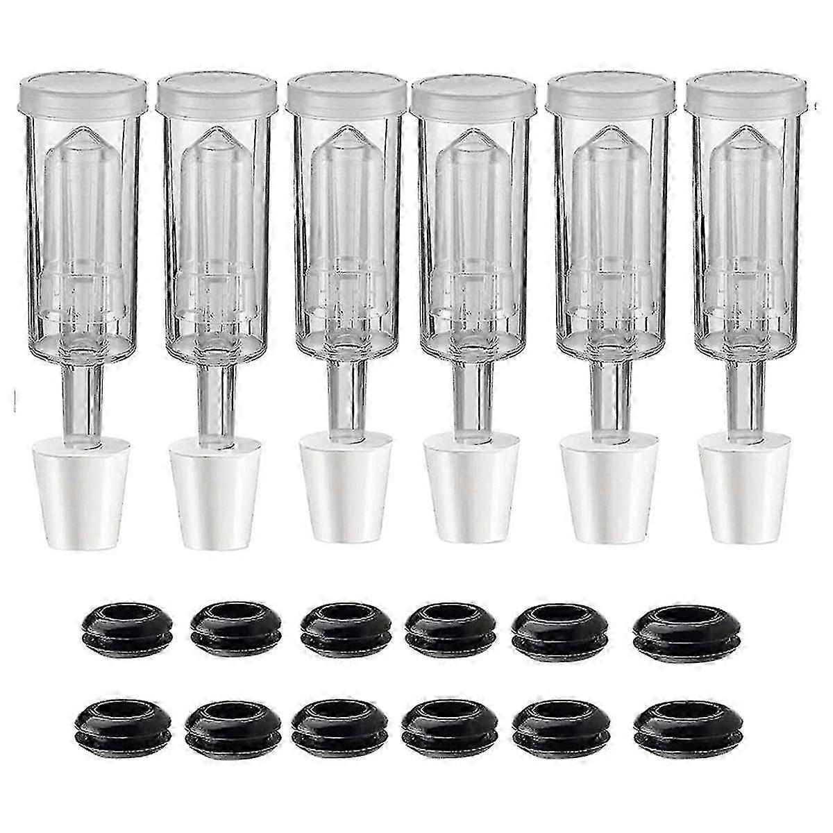 Fermentation Airlock Kit for Beer, Wine, Kombucha - 6 Pack Fits Gallon Pitcher