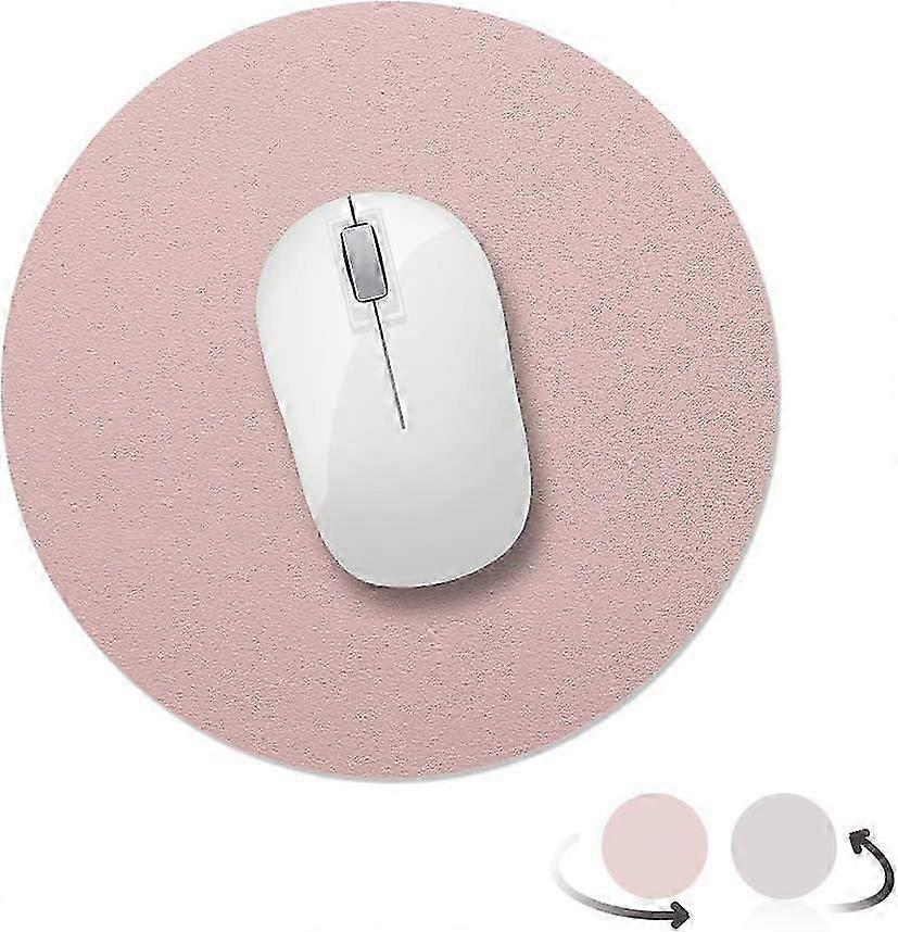 Mouse Pad Round 220mm Office Mousepad Double Color Waterproof PU Leather Mouse Pad Portable Matte Mouse Pad for Home Office PC Computer and Laptop- Pi
