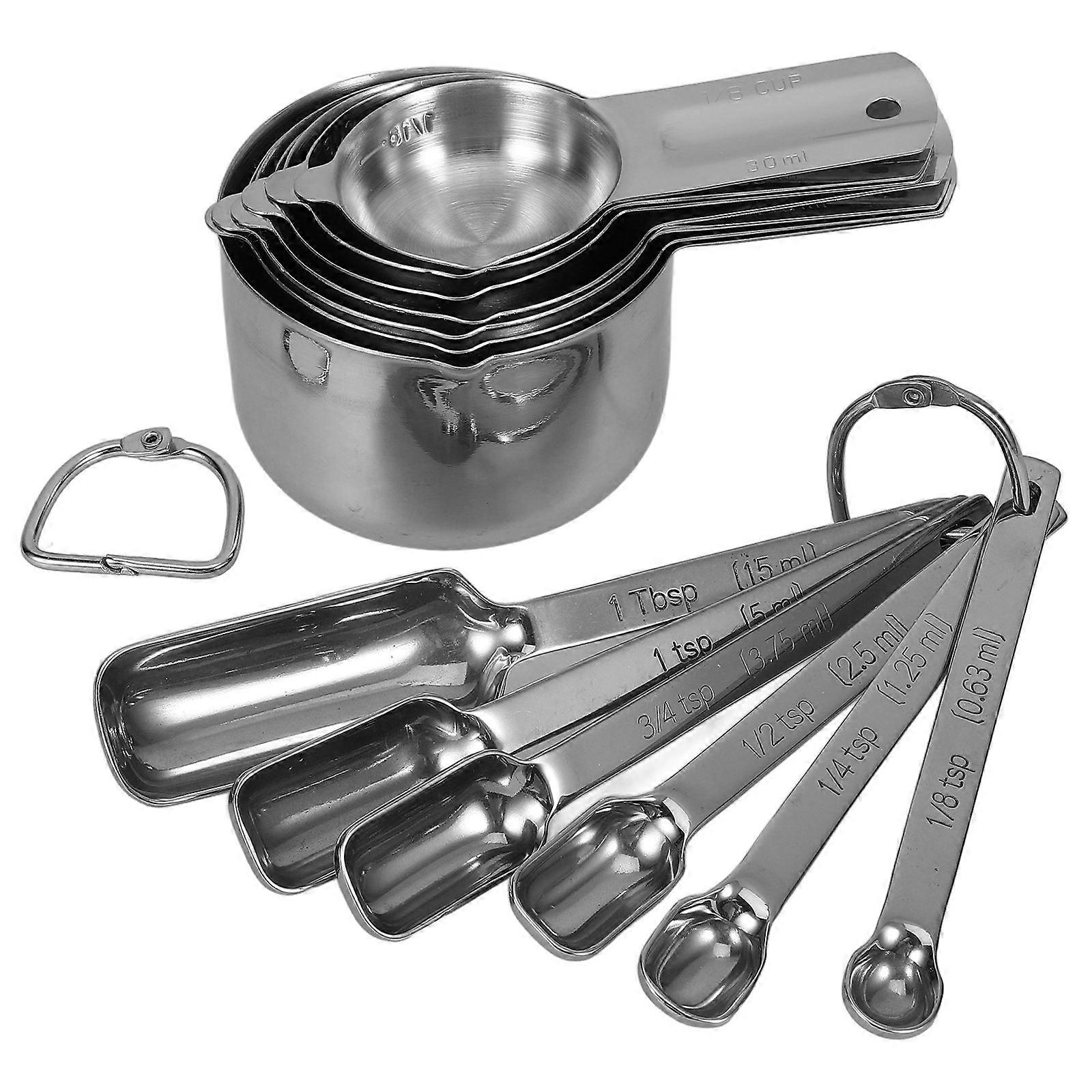 Baking Measuring Cups Spoons Set Accurate Measuring Tool Kitchen Tools 304 Stainless Steel Stackable Spout Design 1Set