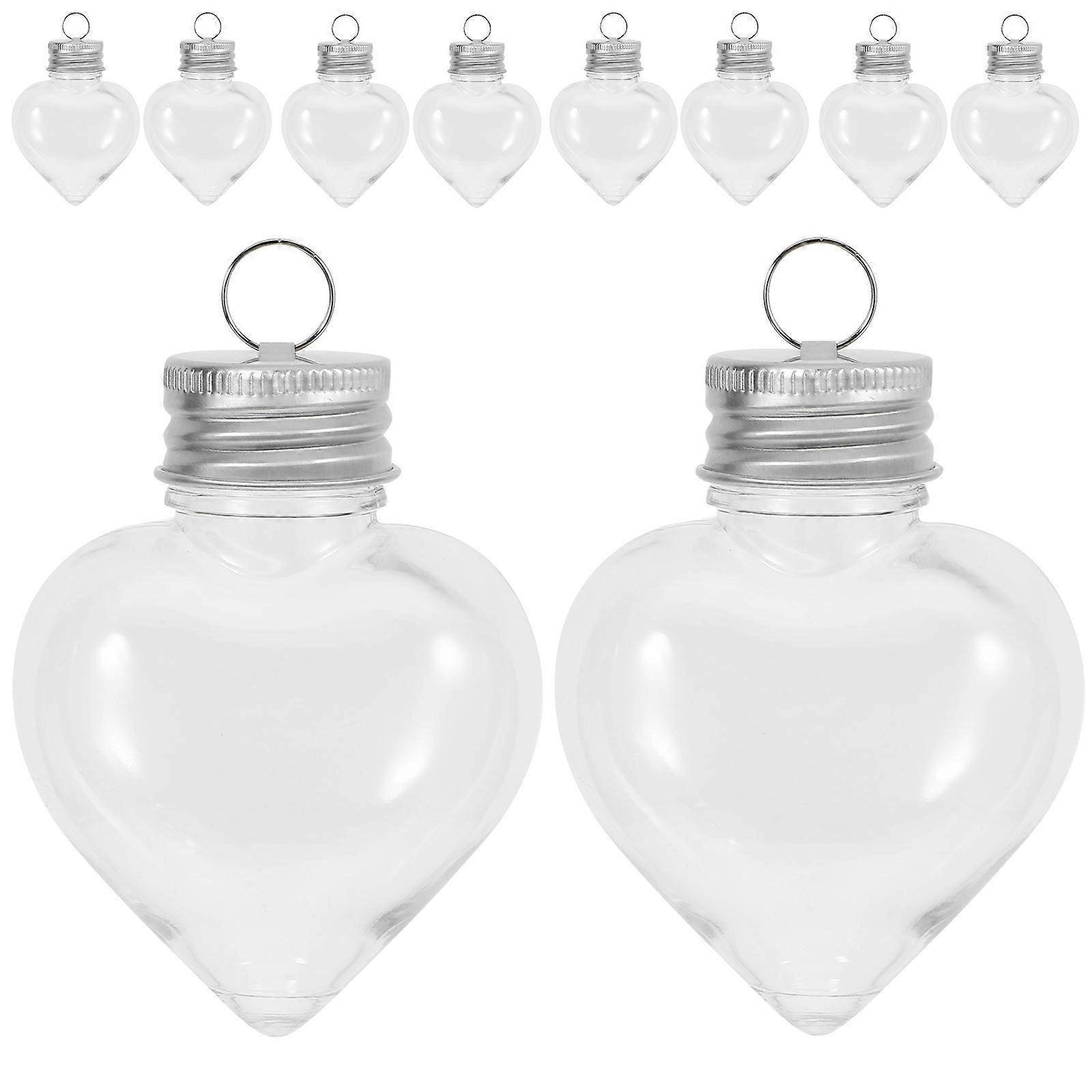 Small Plastic Candy Jars Clear Candy Bottle Heart-Shaped Decorative 10Pcs