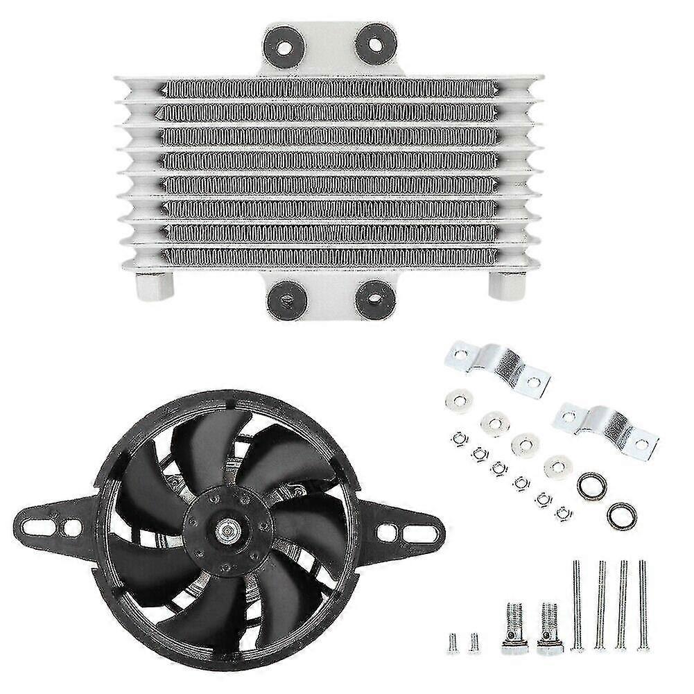 Universal Motorcycle Engine Oil Cooler Fan Cooling Radiator Aluminum 125ml Suitable for Dirt Bikes and Motorcycles