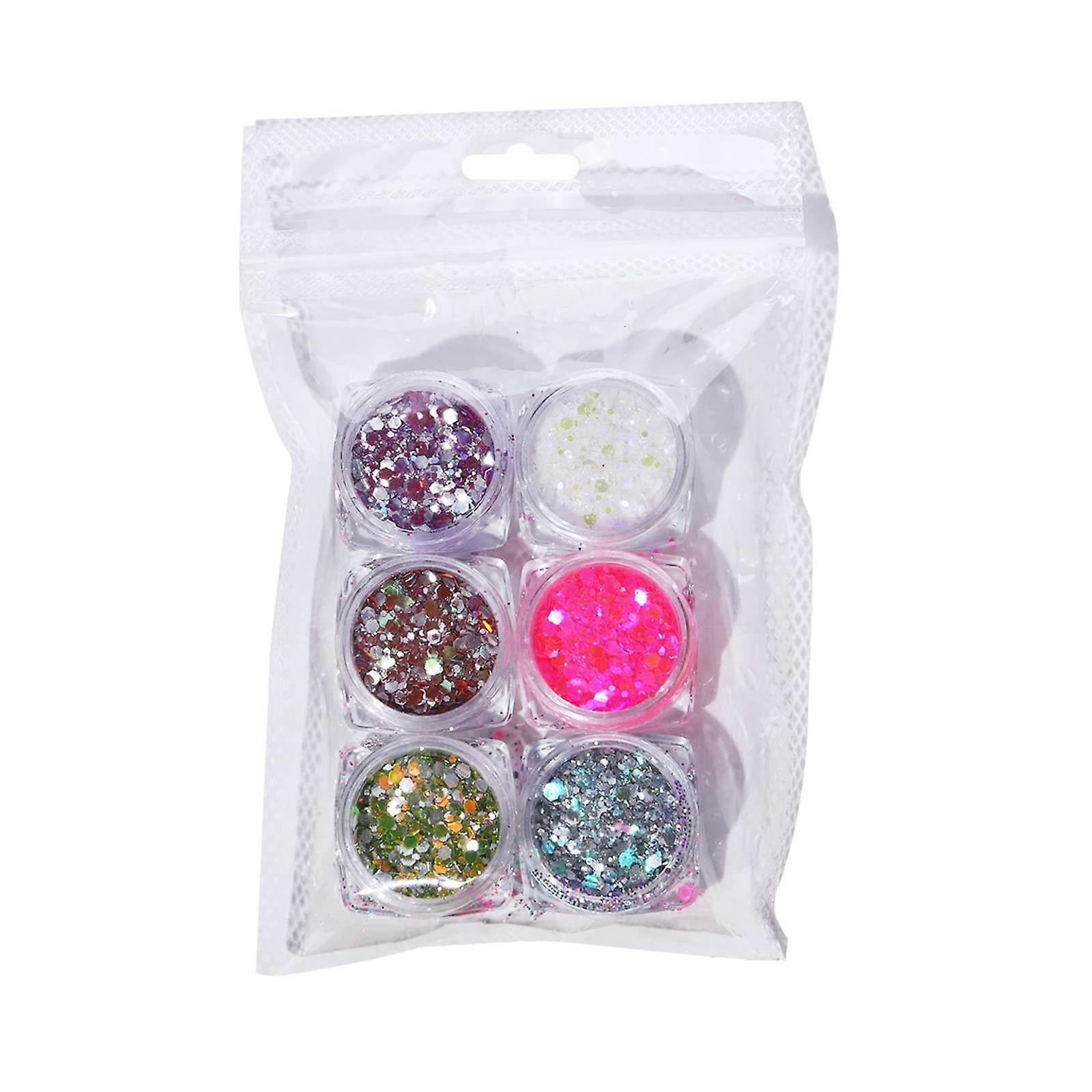 Glow in the Dark Glitter, 6 Colors Luminous Iridescent Chunky Glitter Set for Epoxy Resin, Body, Face, Nails