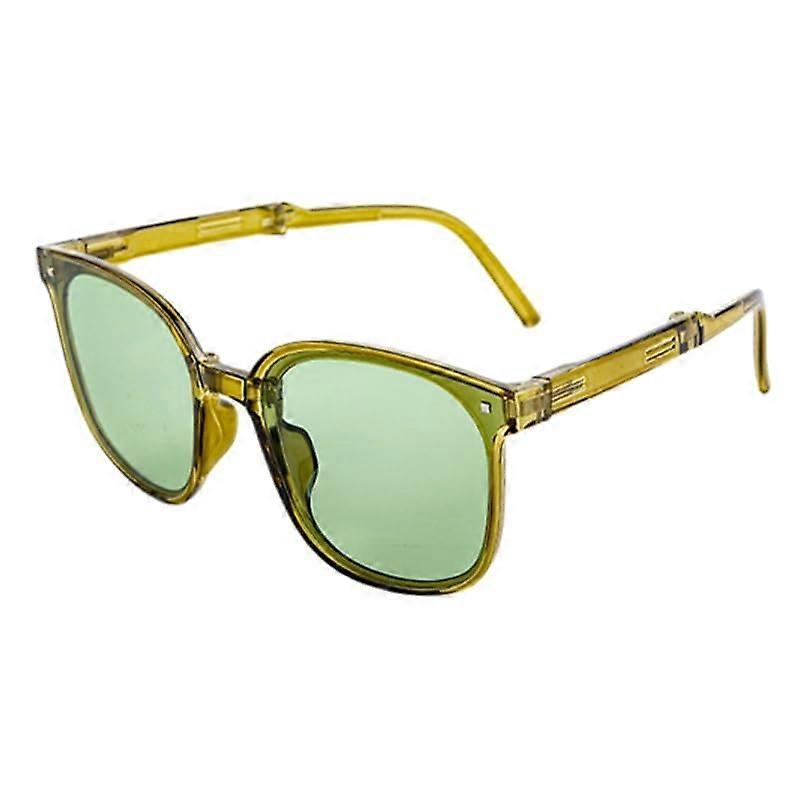 Vintage Polarized Sunglasses with UV Protection, Folding Design, Square Frame Outdoor Glasses for Men and Women in Deep Sky Green