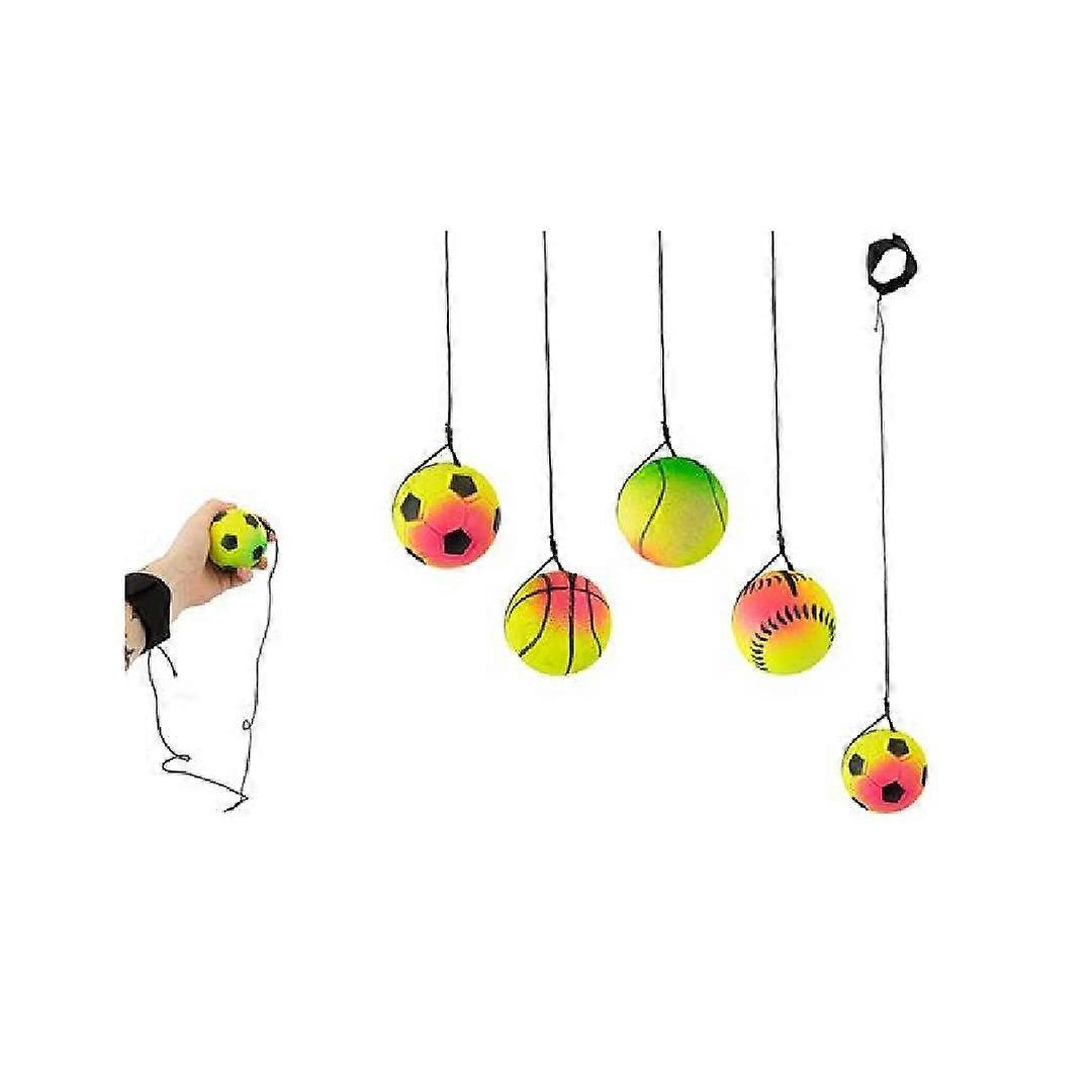Wrist Strap Return Multi Coloured Rubber Ball Activity Toy Assorted Design