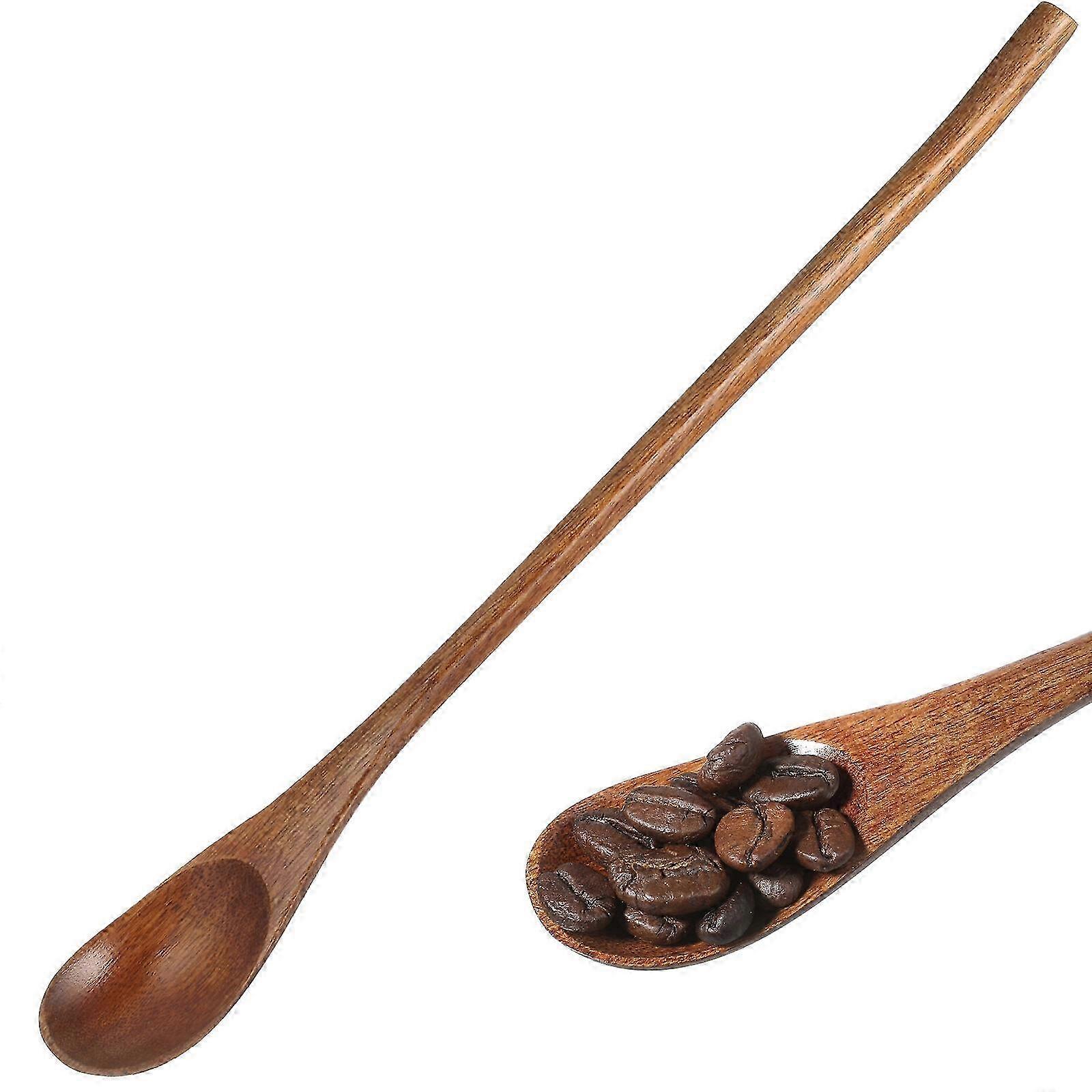 2PCS Long Handle Coffee Spoon Retro Style Stirring Wooden Spoon for Honey Use Small Spoon Suitable for Japanese Style