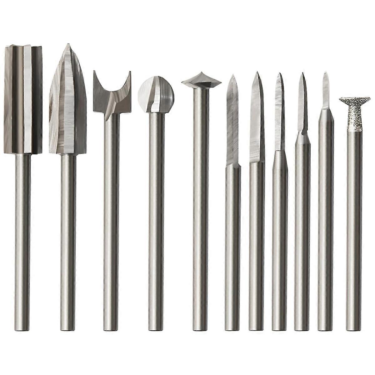 Wood Carving Drill Bits Set 11Pcs Engraving Drill Accessories Crafts Grinding Woodworking Tool with