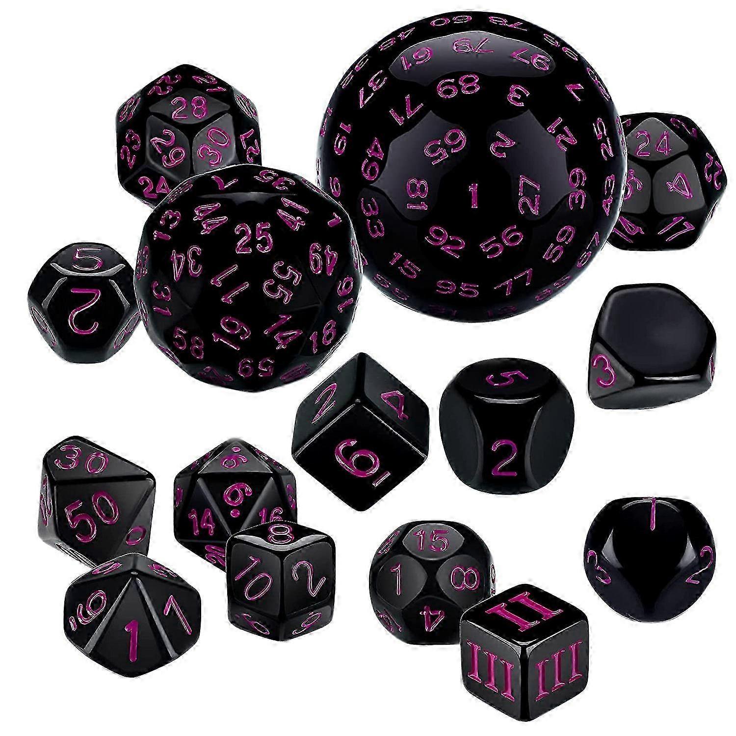 15Pieces Complete Polyhedral DND Dice Set D3-D100 Spherical RPG Dice Set for Role Playing Table Game