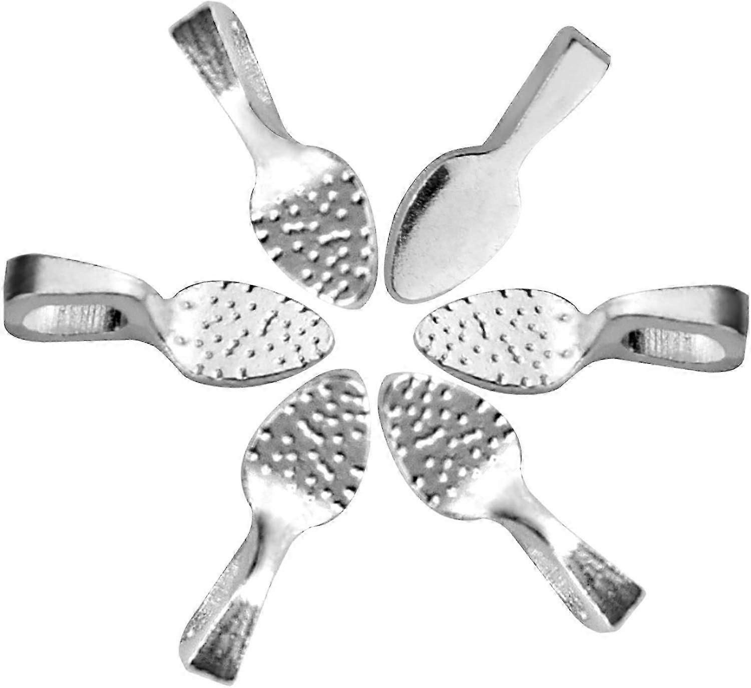 300pcs Small Pendant Bails Silver Glue on Bail Tag Jewelry Bails Oval Glue On