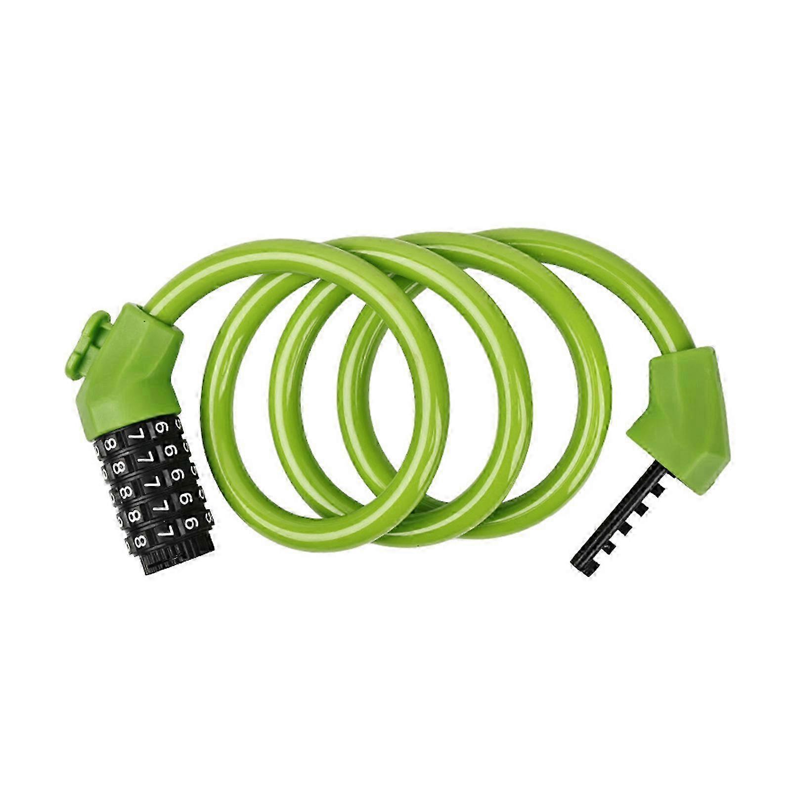 Bike Cable Lock 5Digit Combination Coiling Password Resettable Bicycles Yellow