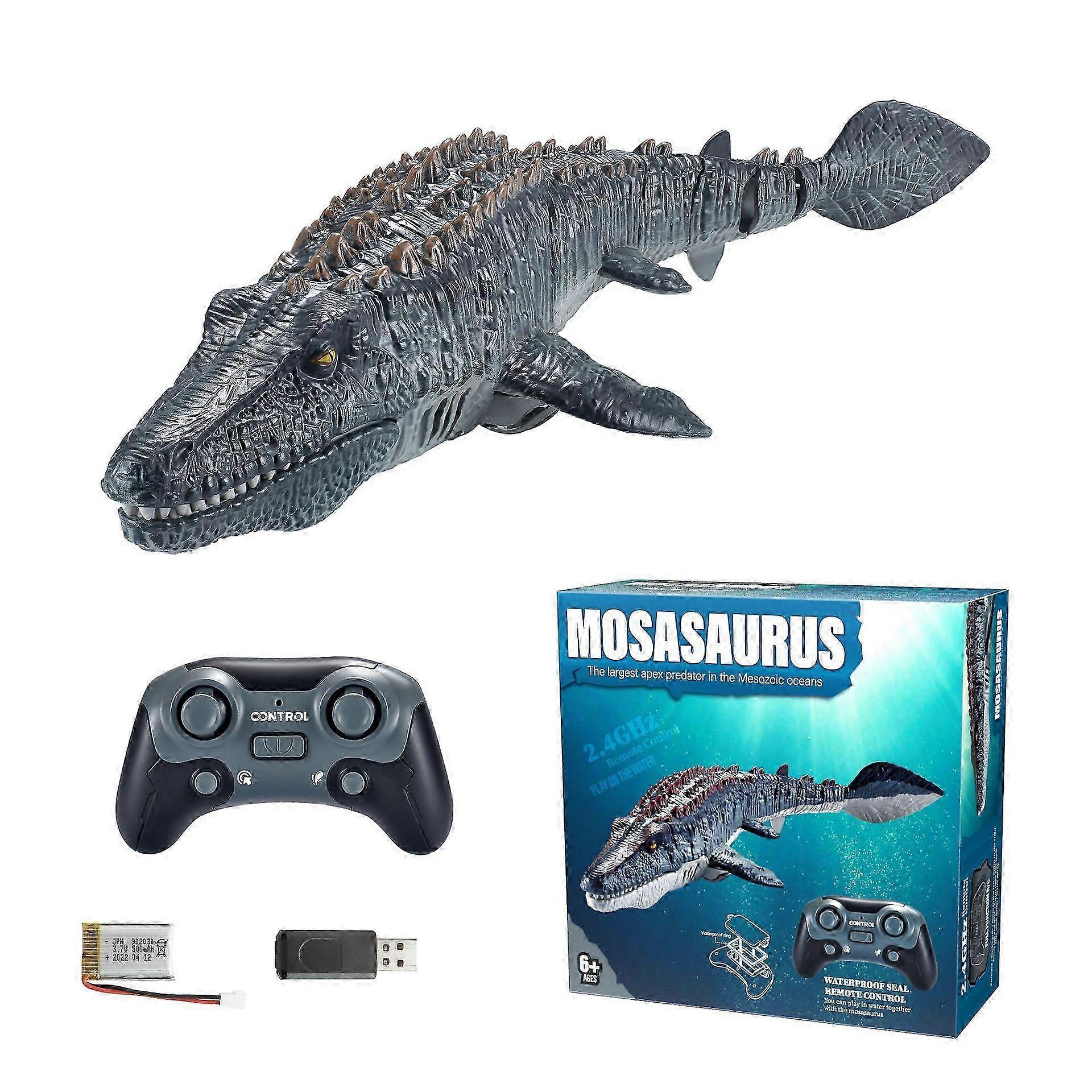 Remote Controlled Dinosaur Boat Simulation, Spray Water Mosasaurus RC Speedboat for Pool Bathroom Pond