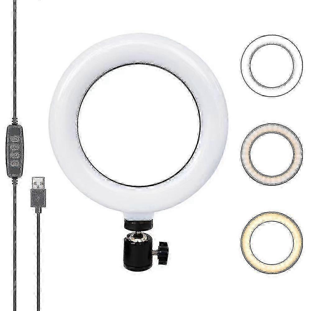 6'' Selfie Ring Light With Stand, Video Conference Lighting, Webcam Light With 3 Modes & 10 Brightness Levels, Suitable For Laptops, Makeup