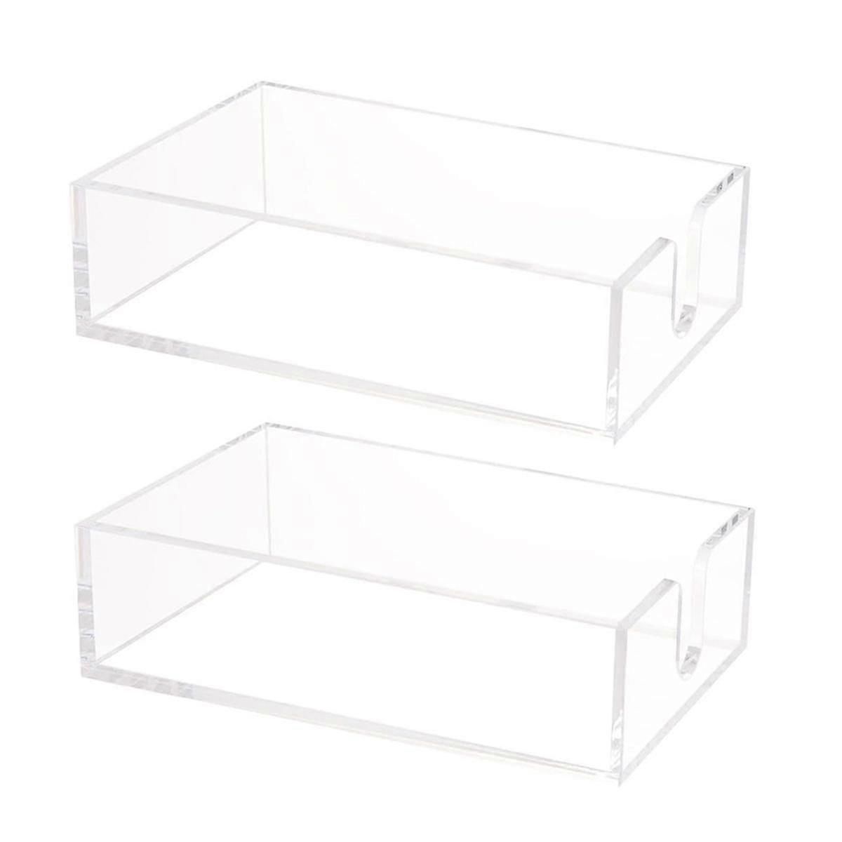 2PCS Clear Acrylic Desktop Storage Containers for Office and School Tissue Holder
