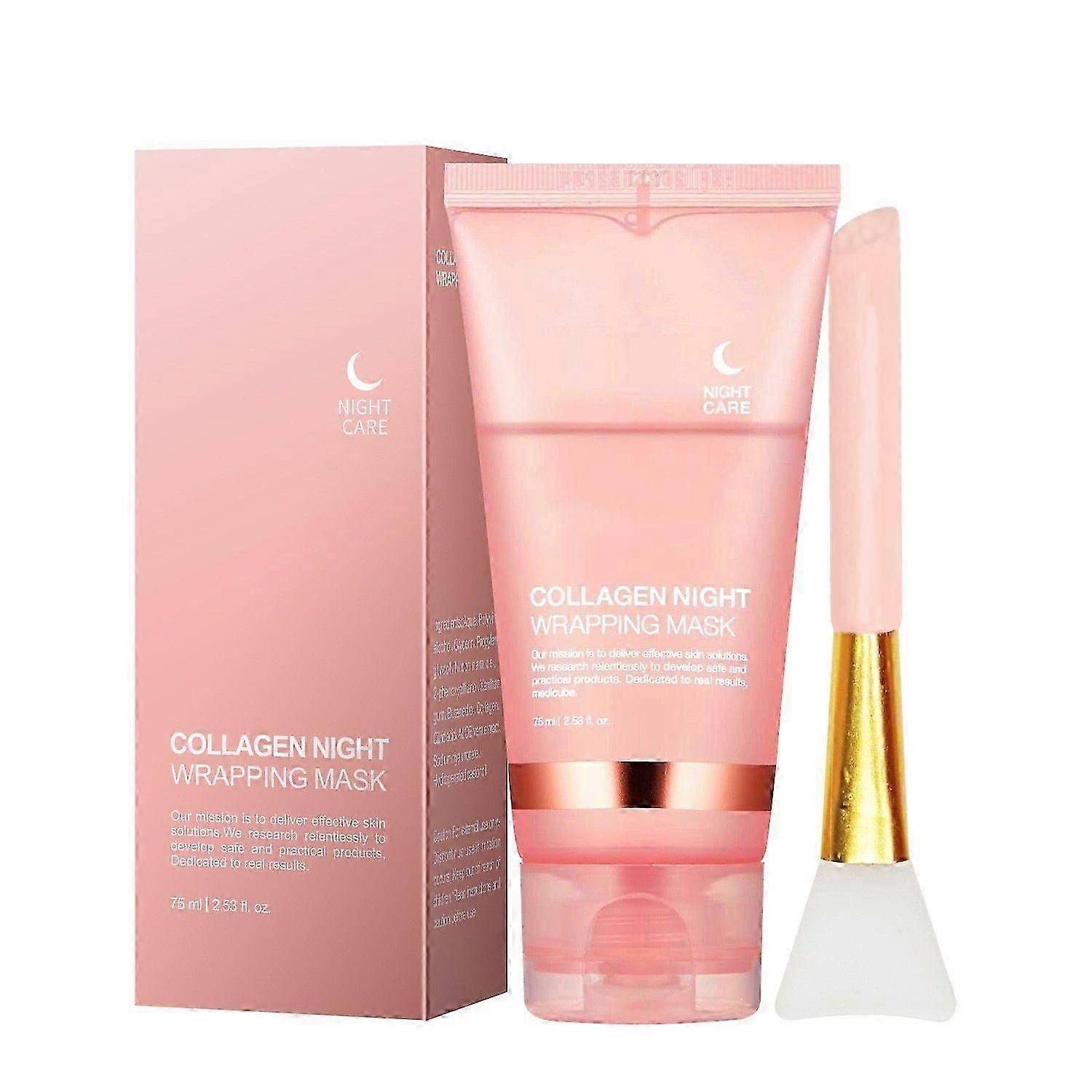 Collageen Overnight Wrapping Peel Off Gezichtsmasker Pack - Elasticiteit & Hydratatie Verzorging, Vermindert Verslapping & Dofheid - Gehydrolyseerd Collageen Voor Stralende Huid