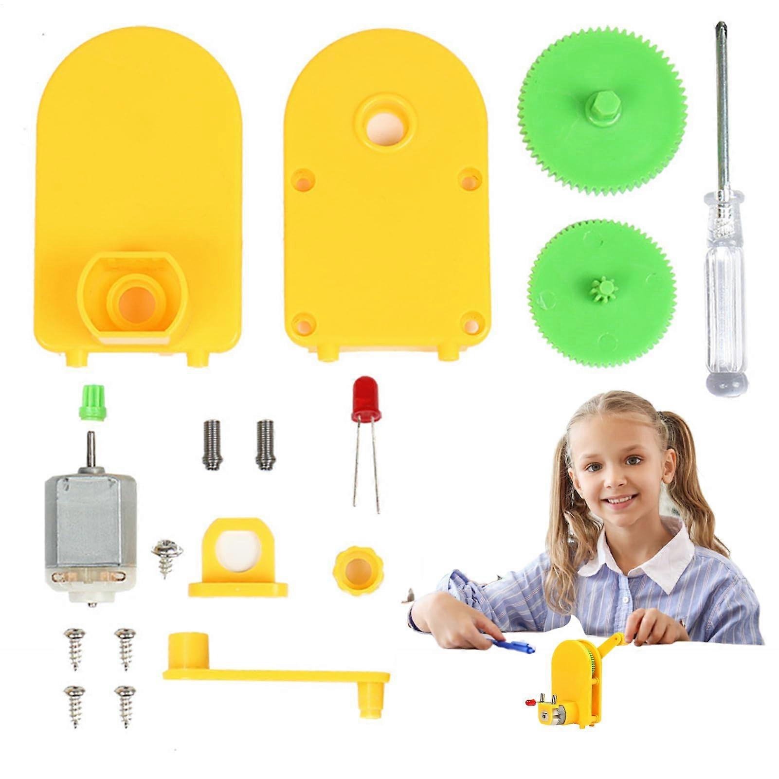 Hand Crank Generator Kit Educational DIY Generator Toy, Portable Learning Project for Kids' Room School, Creative Building Set for Children