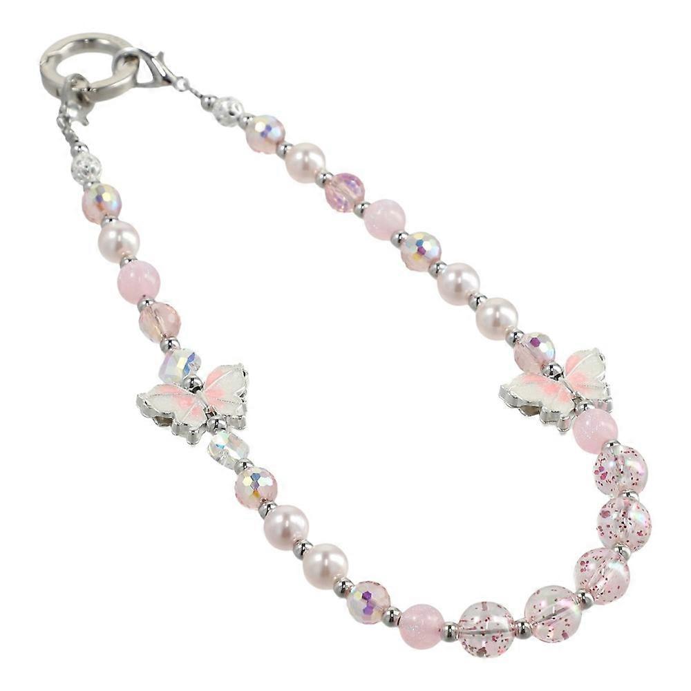 JAUCASE AJ032 Crystal Beaded Phone Chain with Tether Tabs Butterfly Design Lanyard 30cm Length