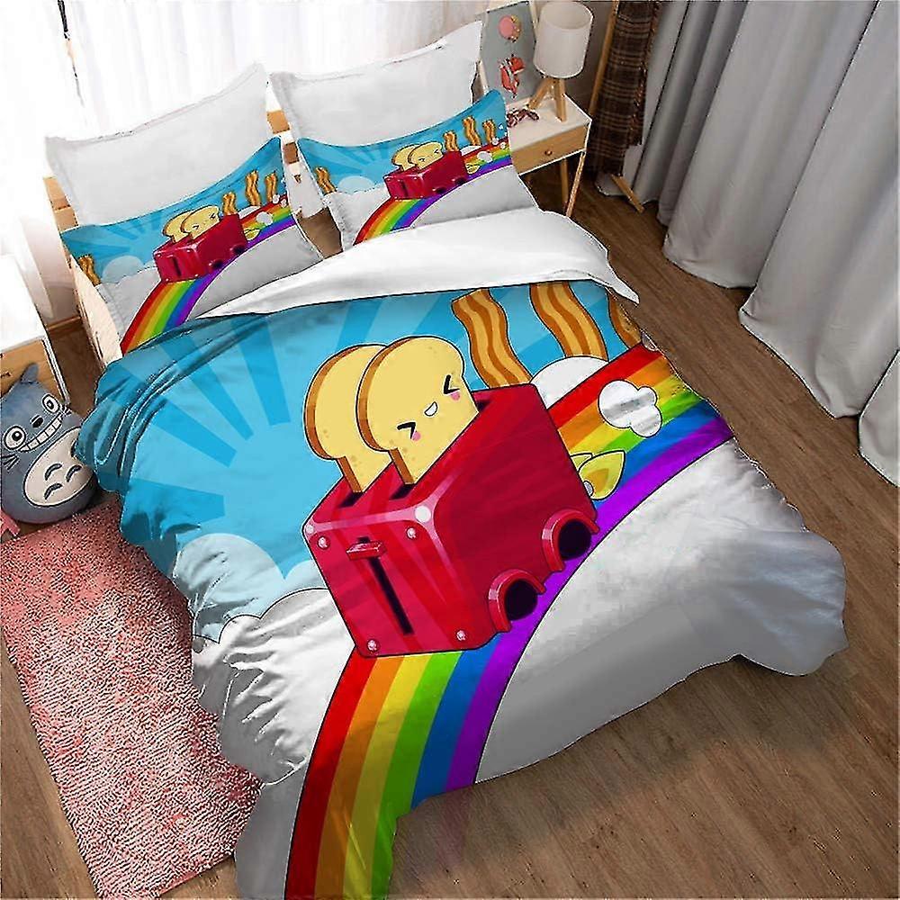 Conjunto de Cama Arco-Íris Chic com Impressão Digital, Capa de Conforto de Microfibra Ultra Macia e Fronhas