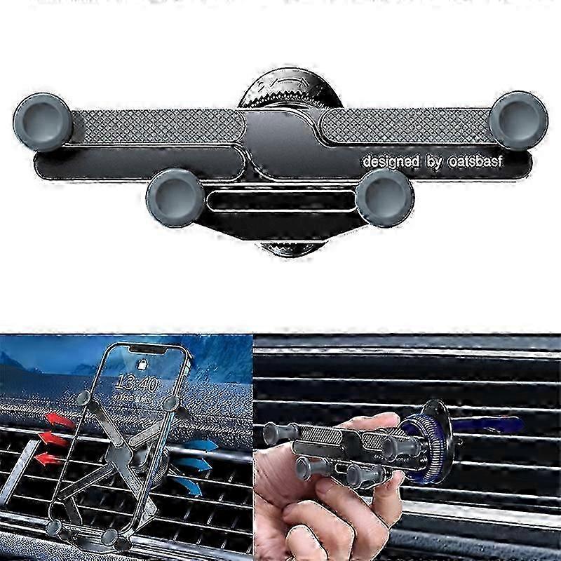 Type B Mini Folding Aluminum Alloy Car Phone Holder with Automatic Locking Gravity Mechanism