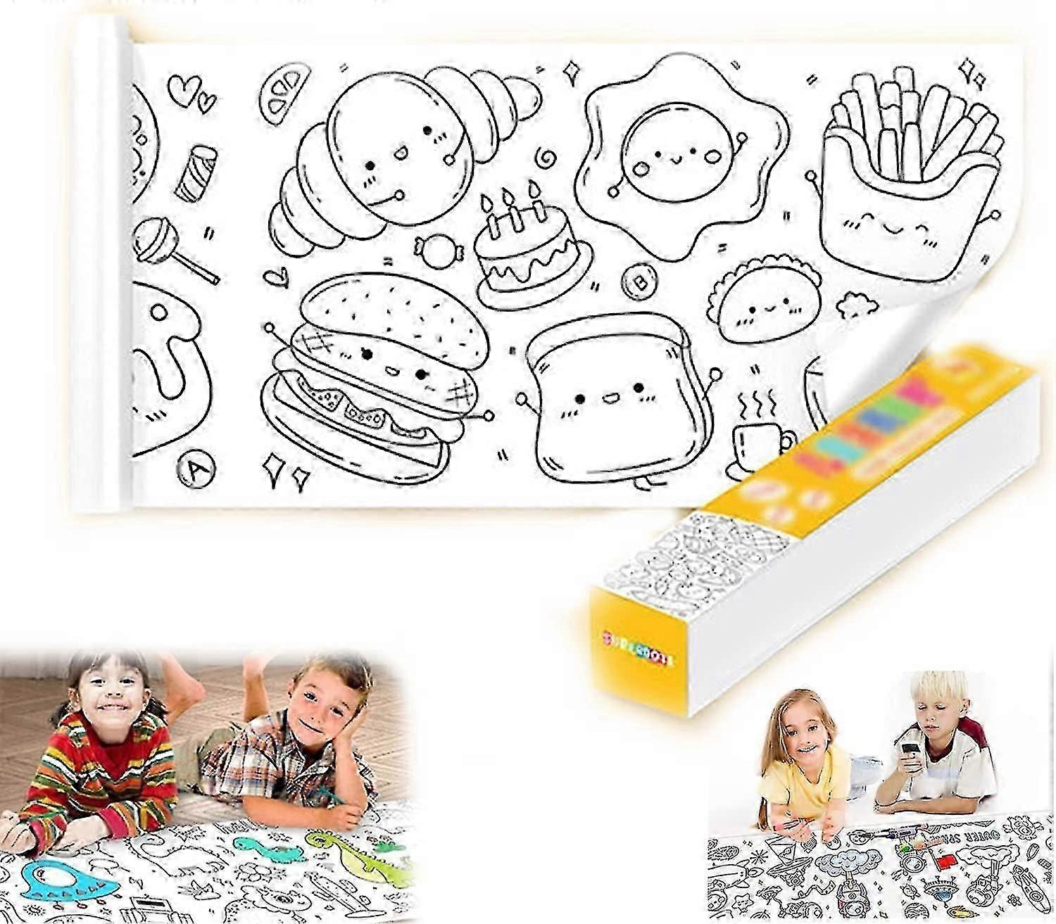 Children's Drawing Roll, Coloring Paper Roll For Kids, Sticky Color Filling Paper Roll Wall Coloring Stickers