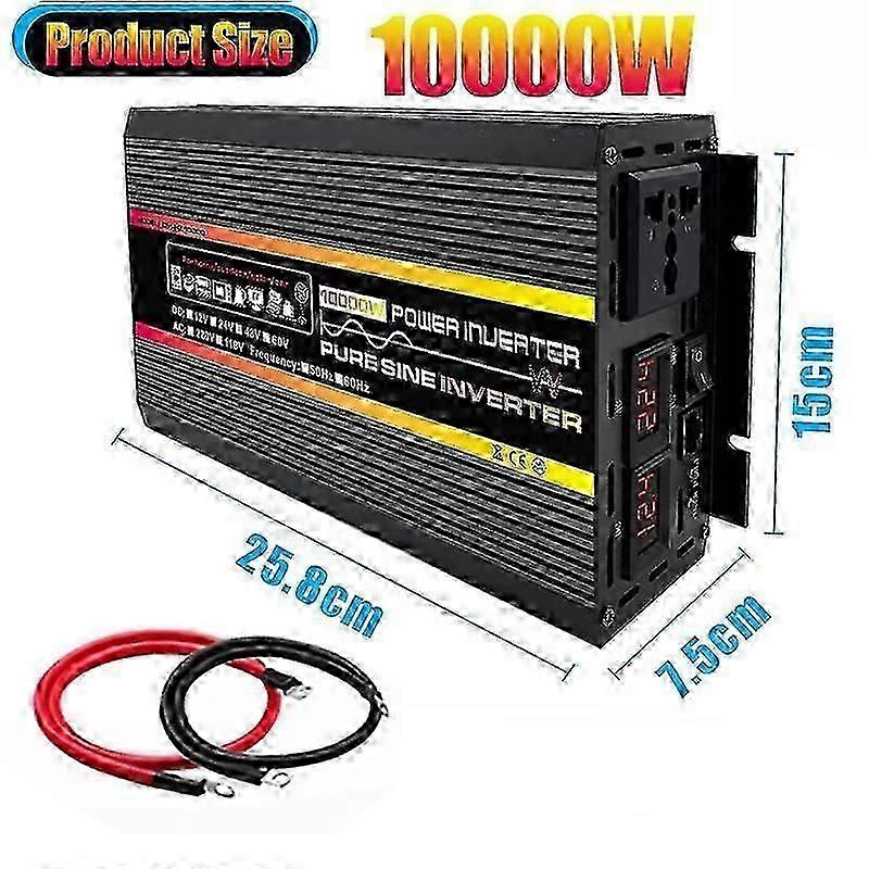 8000W / 10000W نقي موجة جيبية السلطة العاكس الجهد محول العرض الرقمي الذكي سيارة المنزل في الهواء الطلق DC12V 24V 48V 60V -220V محول يالو