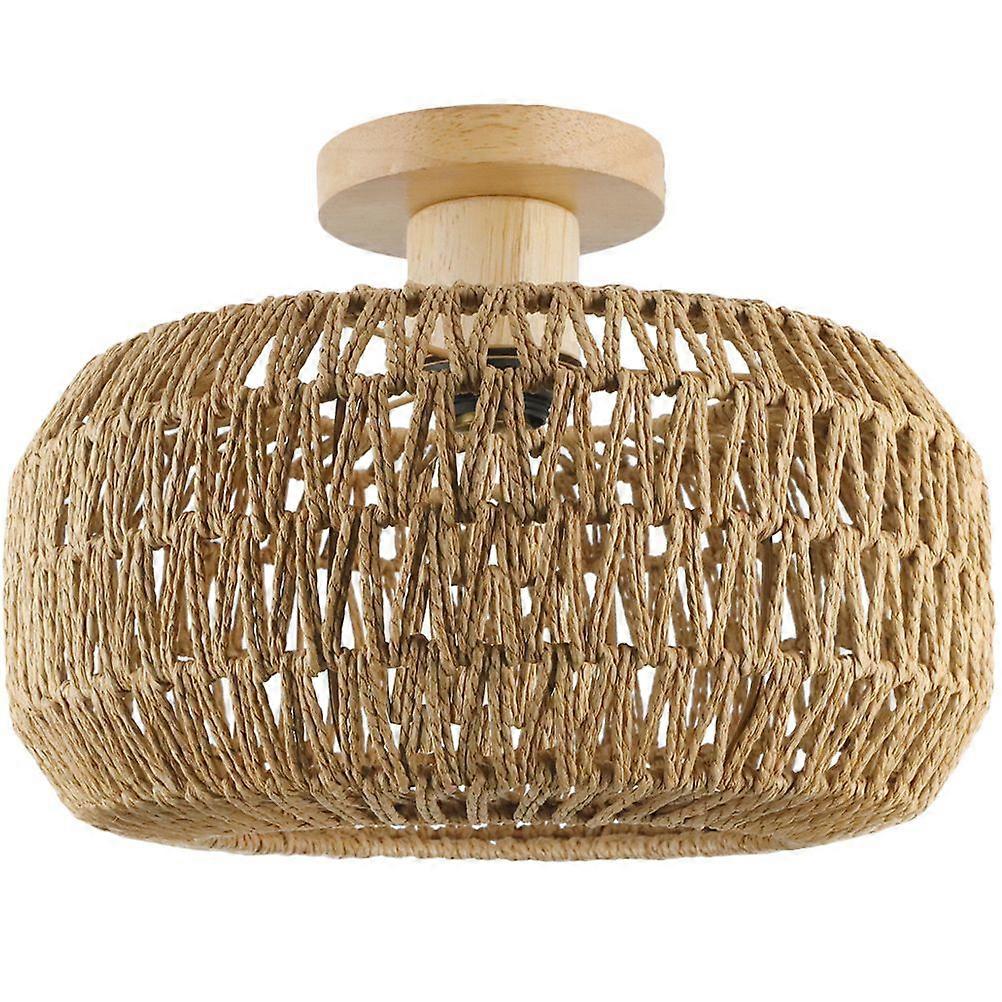 Flush Light Fixture Paper Rope Weaving Ceiling Mounted Light Led Ceiling Lamp