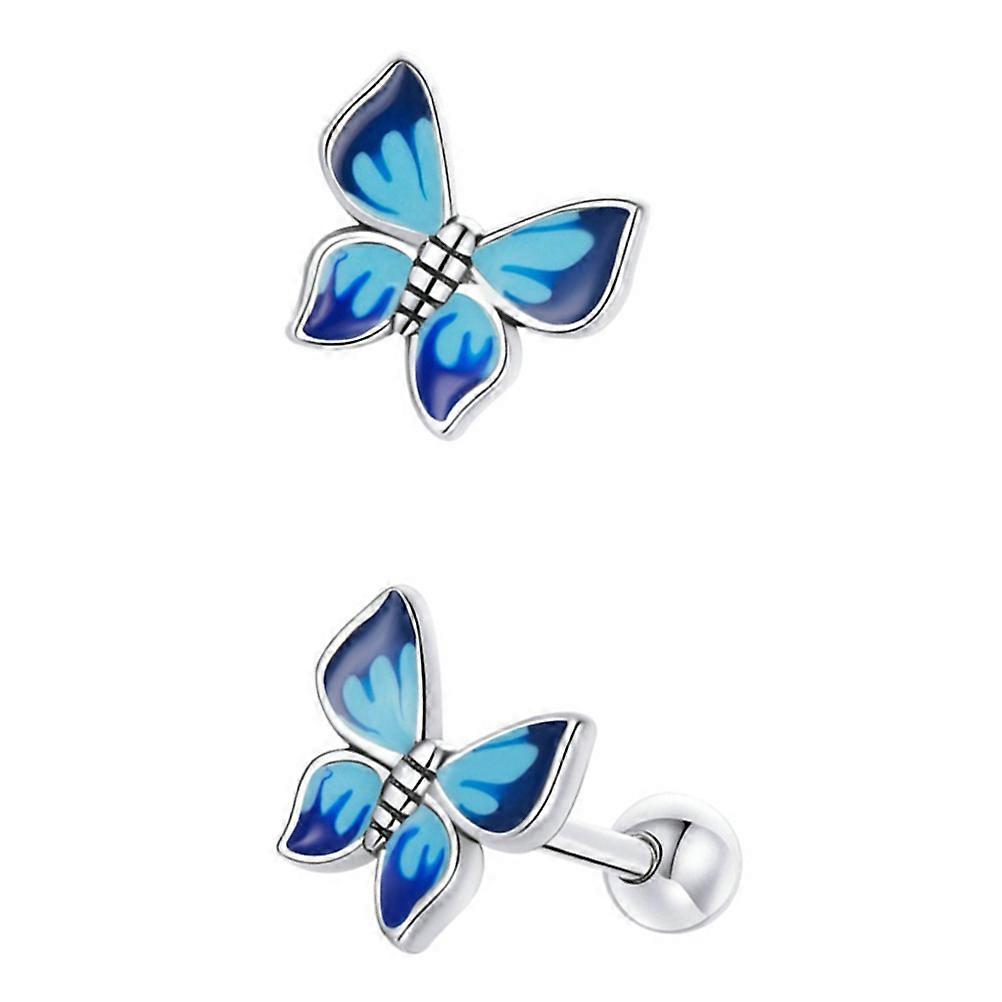 Masteelf 1 Pair Fashionable Butterfly Ear Studs with Screw Back for Women's Jewelry Gift