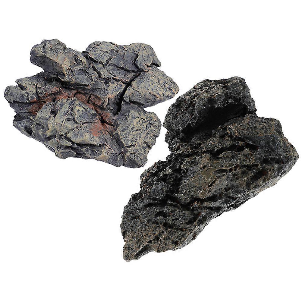 Fish Tank Simulation Rockery Aquarium Landscape Rock Rock-Like Shape Underwater World 2Pcs