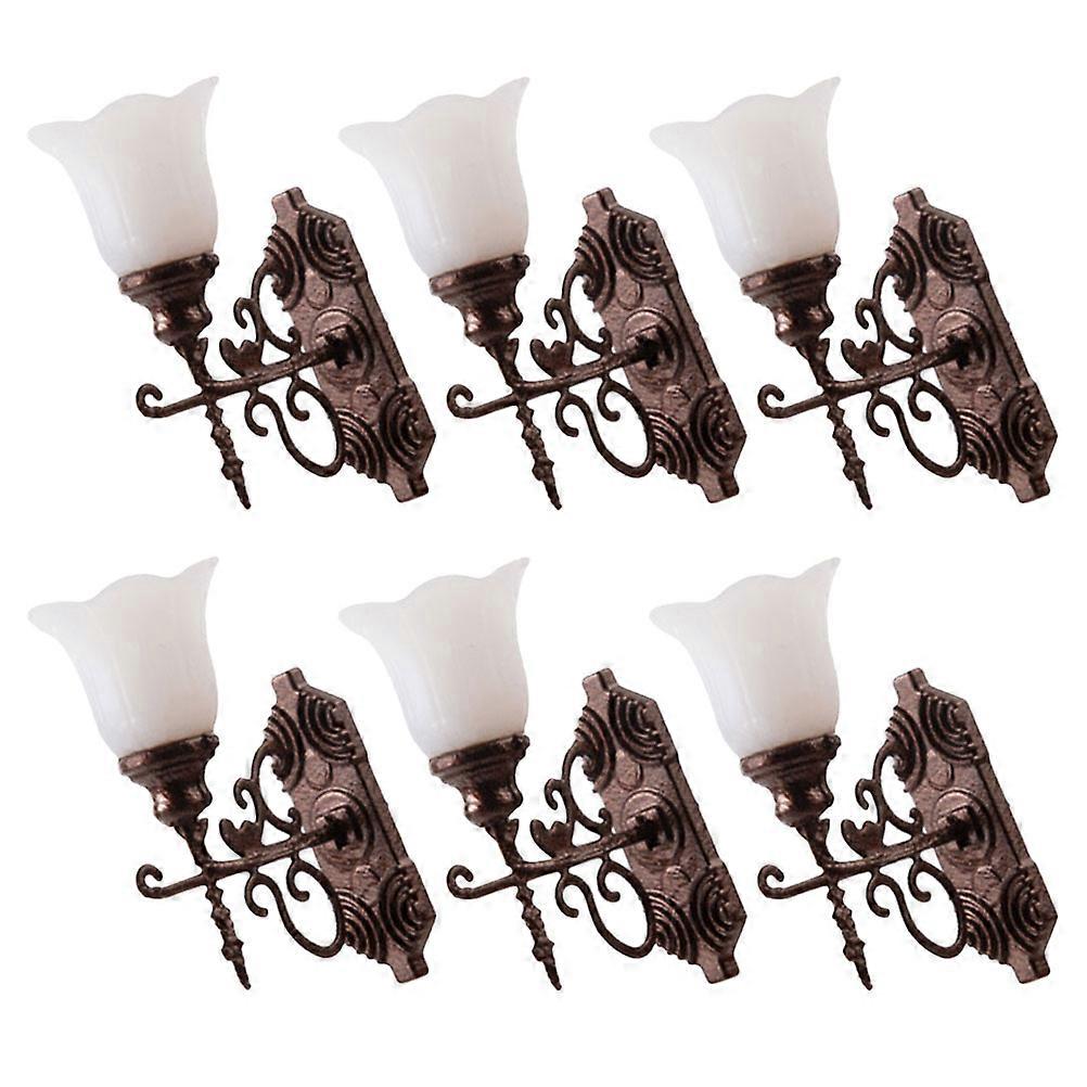 Miniature Lamp Miniature Doll House Wall Lamp Models Sand Table Model Rectangular 6Pcs