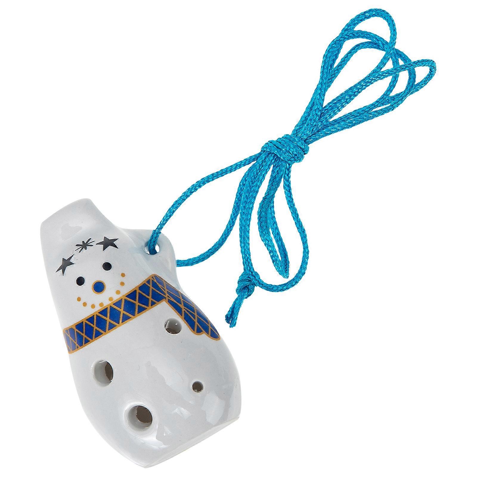Ocarina Instrument Kids Ceramic Ocarina Soprano C Musical Instrument Retro Design Blue 6x4cm 1Pcs