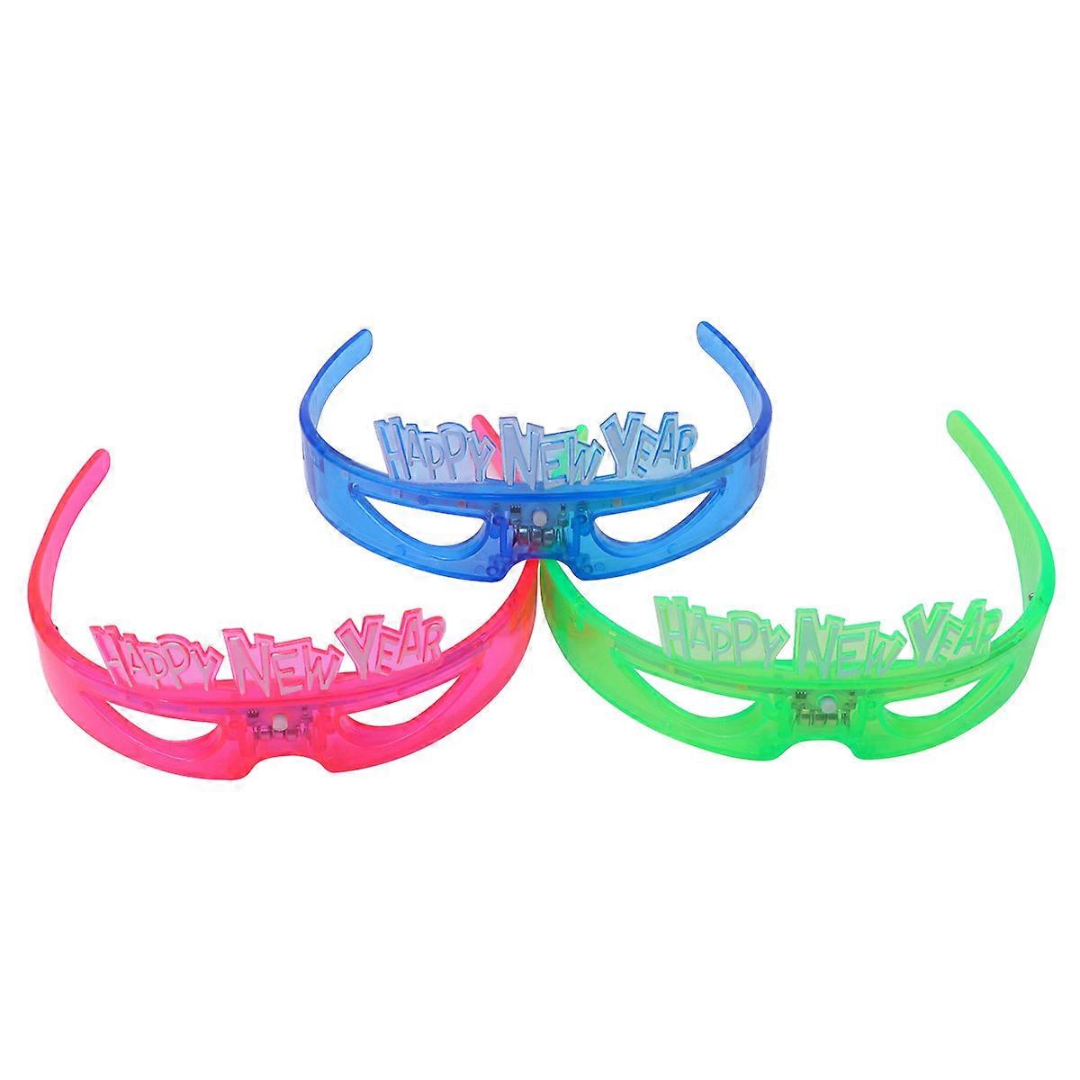 New Year Photo Props Flashing Glasses Light Up Party Eyewear Random Color 3Pcs