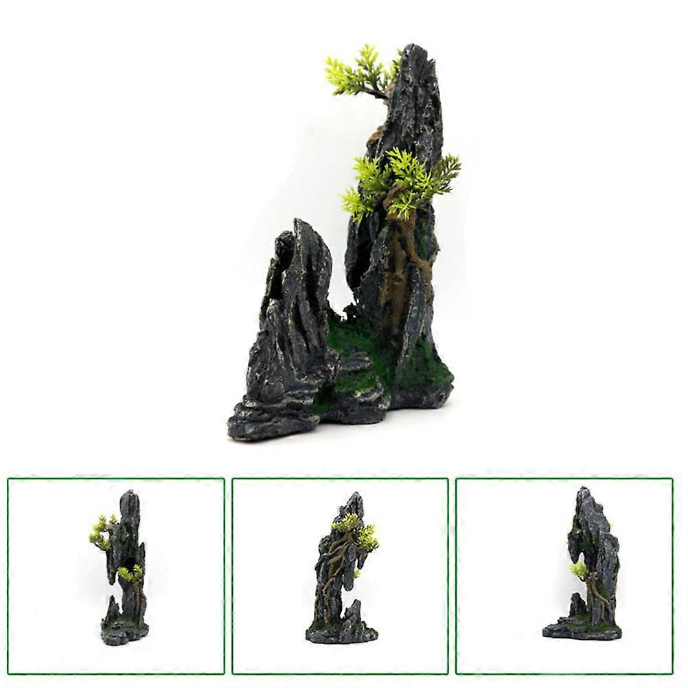 Dekorasyon için Dağ El Sanatları Kolay Temizlenebilir Reçine Koyu Gri Güzel Akvaryum Yaratın