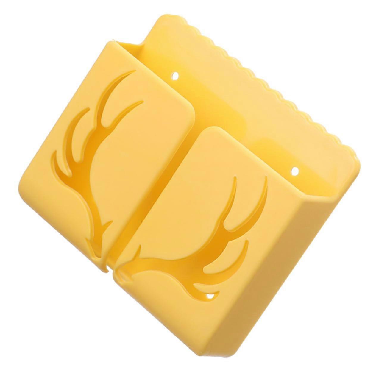 Storage Box for Remote Control Wall-Mounted Holder Case, Nail-Free, Yellow PP, Home Organizer for TV Remotes