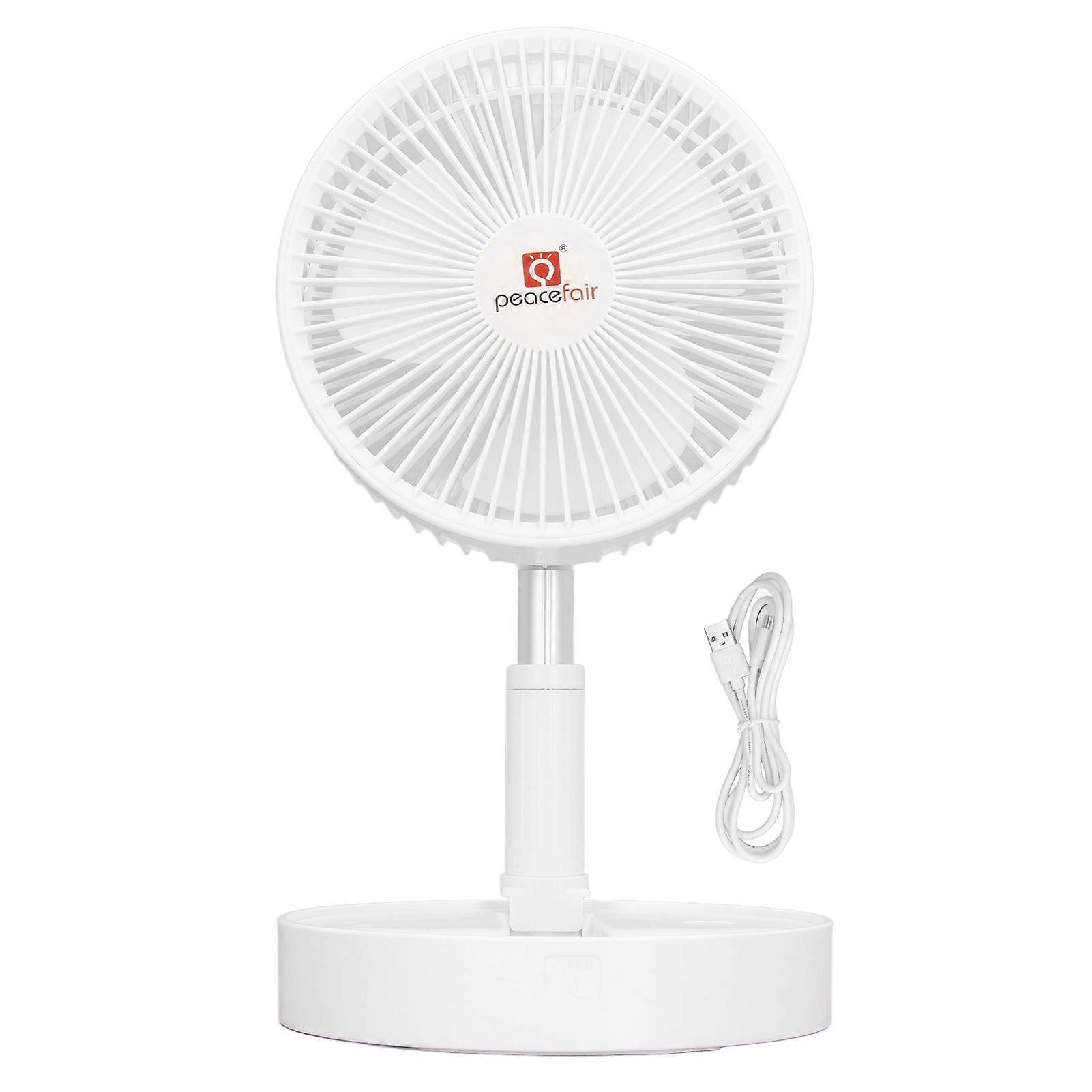 4 Speed USB Floor Retractable Folding Fan Rechargeable Height Adjusting 45dB Quiet Desktop Table Foldable Fan 7200mAh