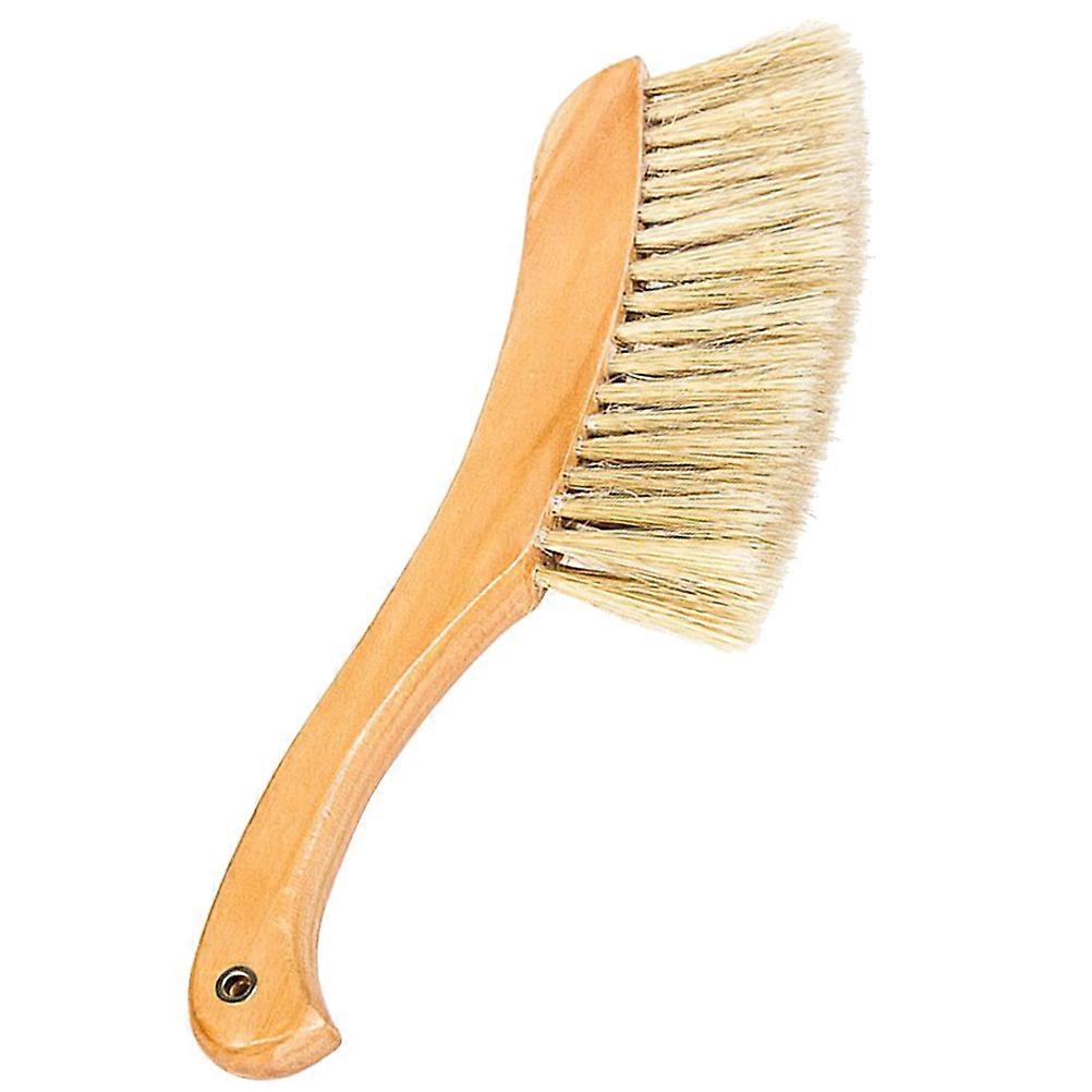 Wood Bristle Bed Cleaning Brush for Dusting Bed Sheets Sofas and Carpets with Durable Khaki Handle 7.5 inches