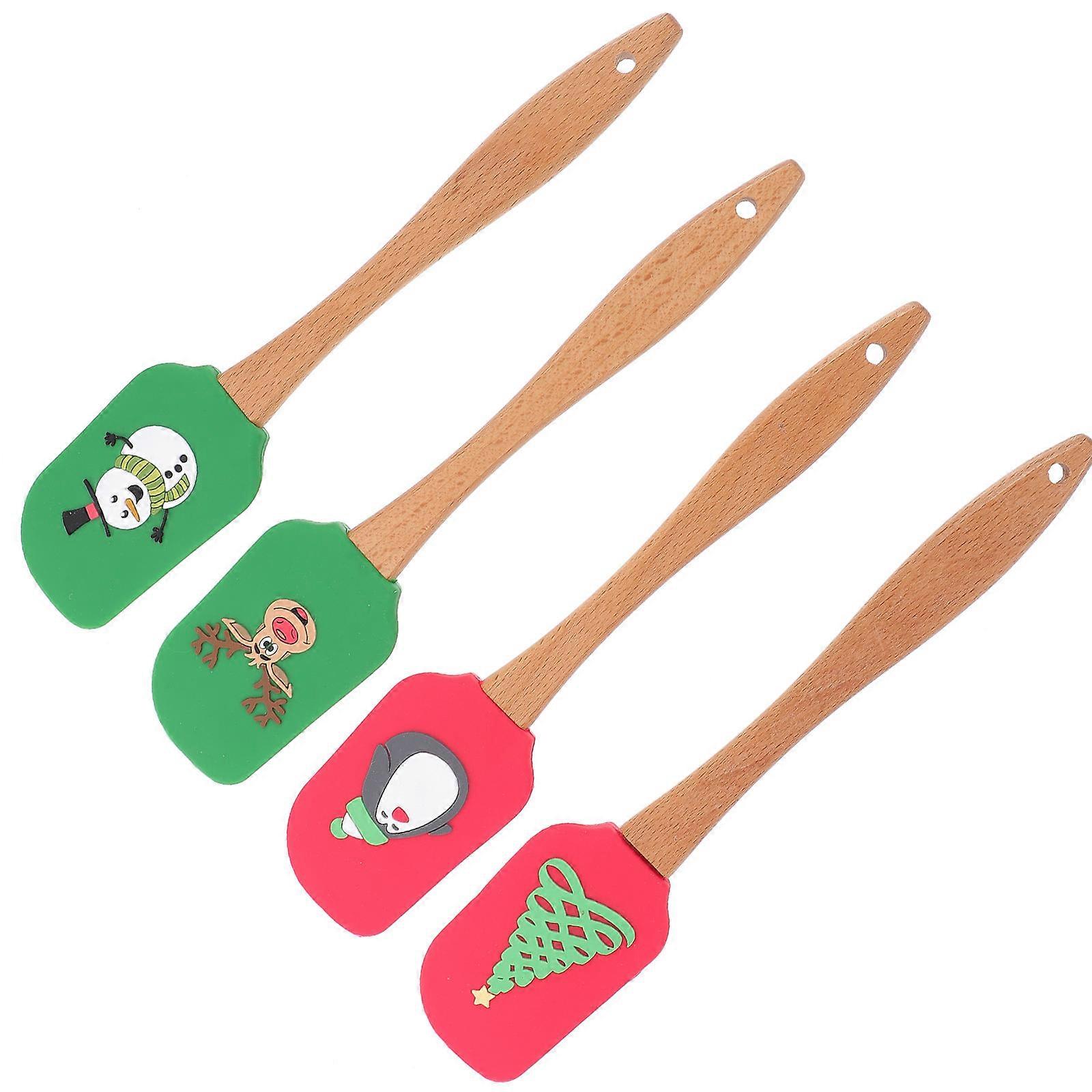 4pcs Silicone Spatulas for Baking, Non Stick Reusable Kitchen Tools for Cake Making, Heat Resistant Lightweight Easy to Clean Cooking Utensils