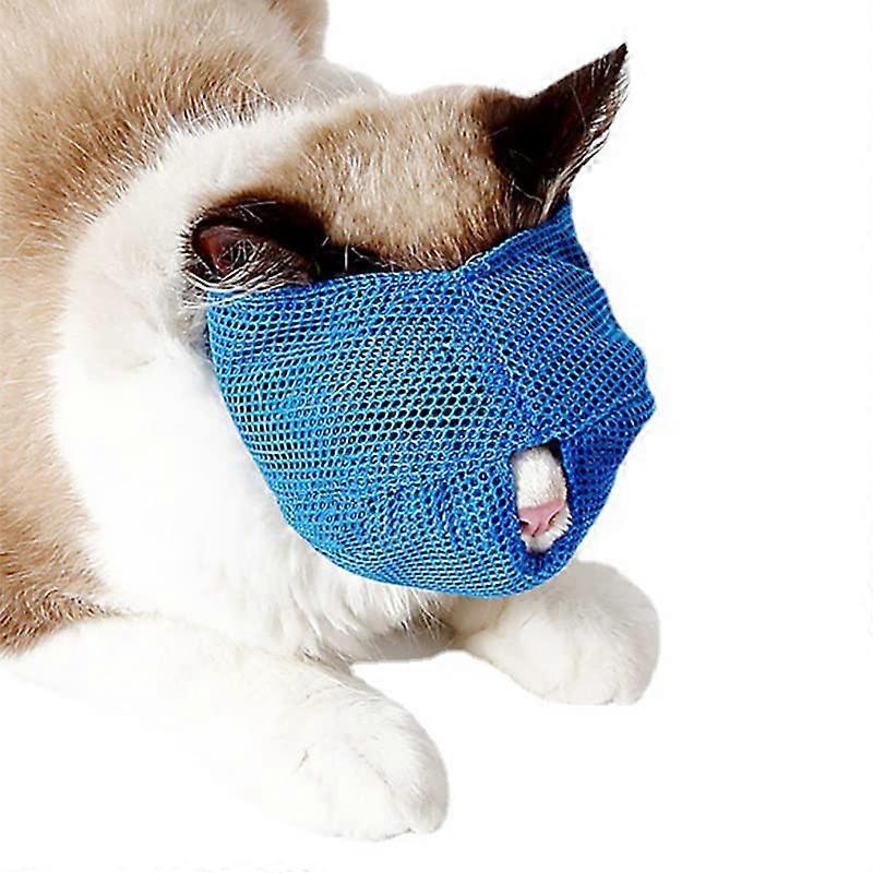 Cat muzzles, versatile, biteproof, breathable, net cat muzzles for cats, kittens, blue, cat muzzles, net cat muzzles, cat mouth guards, BLUE