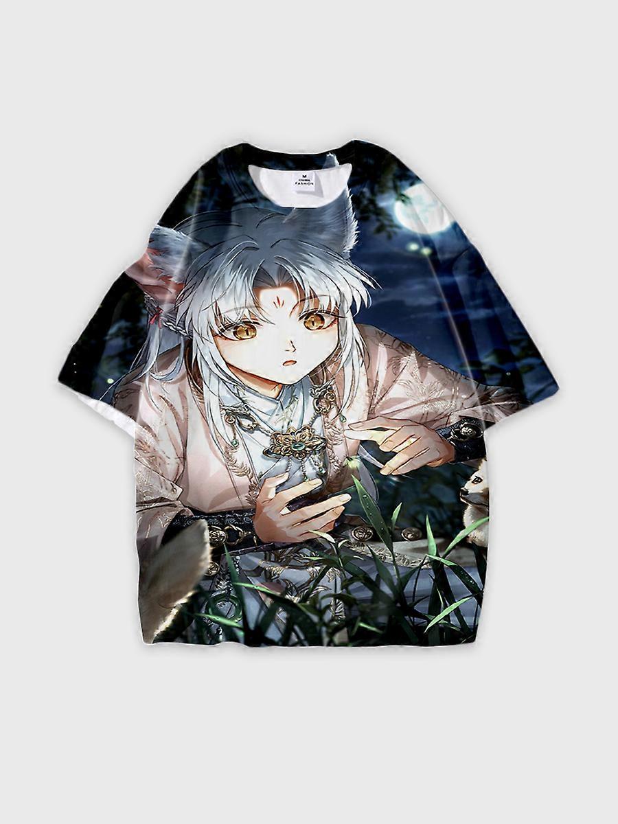 T-shirt round neck Role Pattern loose short sleeve B460