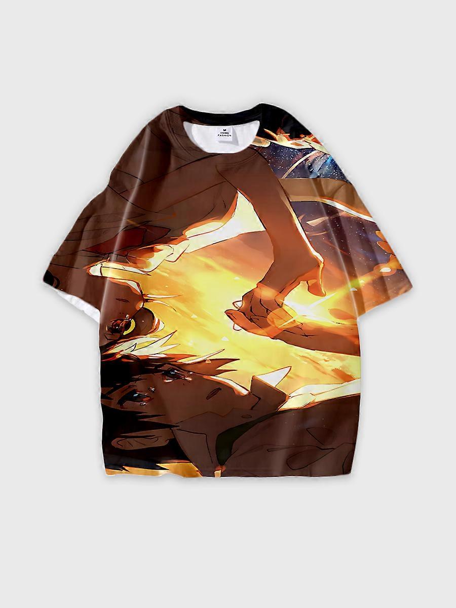 T-shirt round neck Cartoon Pattern loose short sleeve D2000