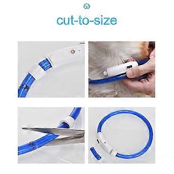 USB Rechargeable LED Dog Collar - Flash Light PVC Pet Safety Necklace for Large, Medium & Small Dogs - Night Visibility & Protection