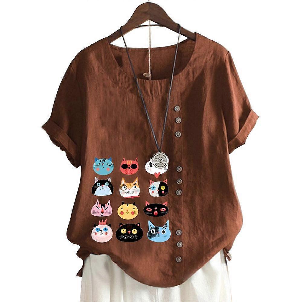 Women's Round Neck Short Sleeve Top featuring 11 Vibrant Colors and Fashionable Floral Print