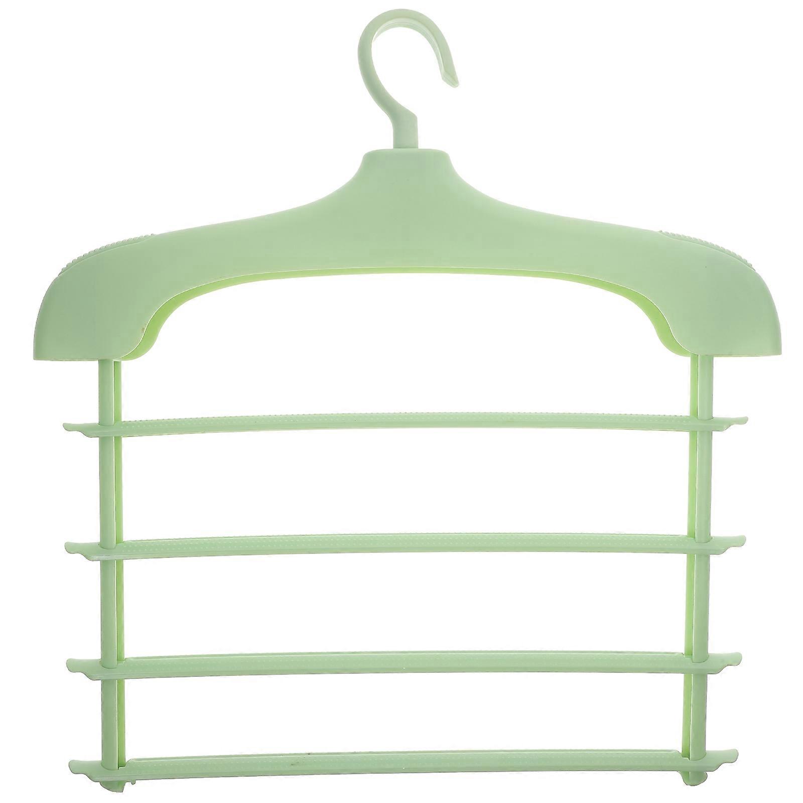 Closet Organizer with Multi Layer Clothes Hanger for Pants Jeans Trousers Scarf Light Green PP Material