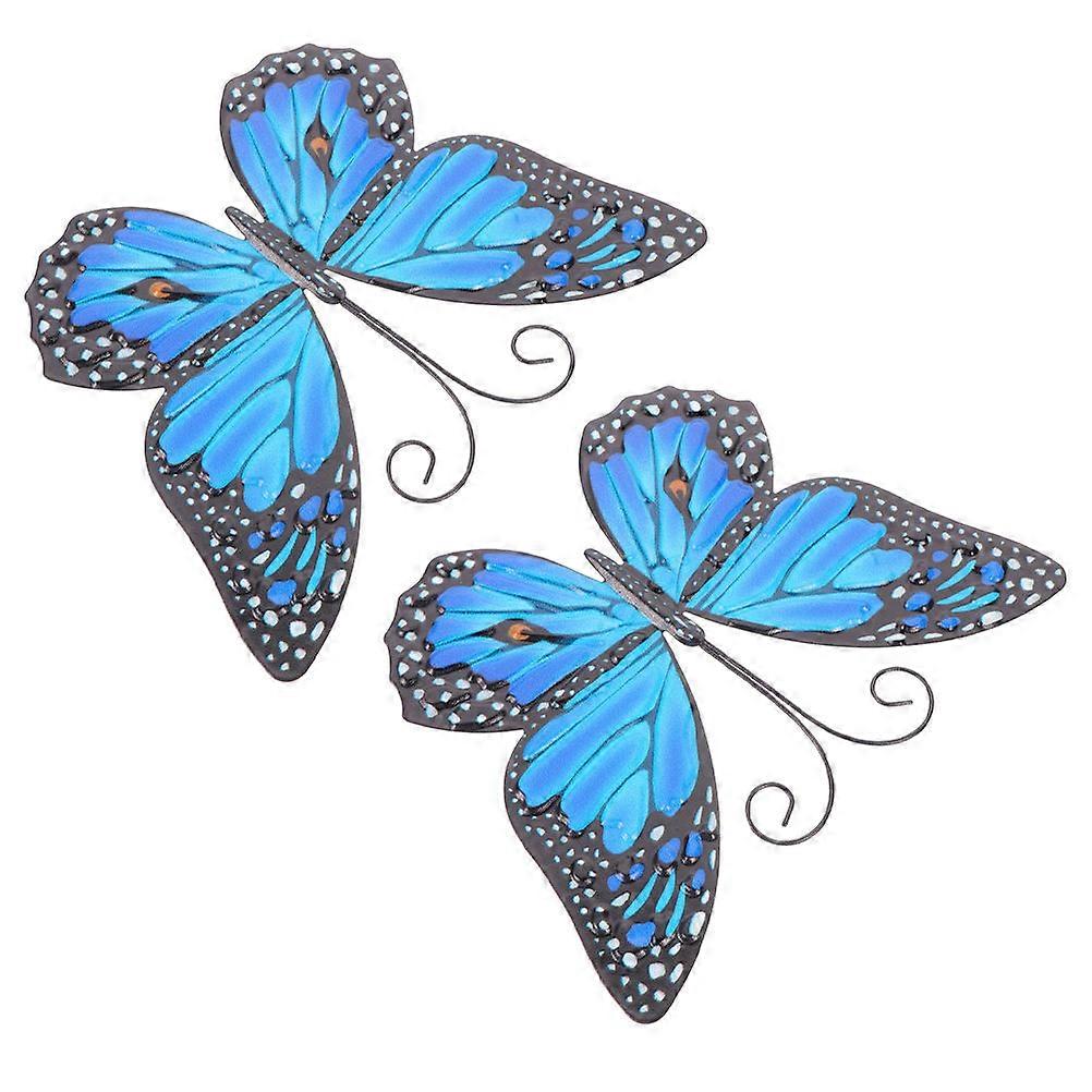 Elegant Metal Butterfly Shape Wall Decoration For Indoor And Outdoor Use In Eye-Catching Blue 2Pack