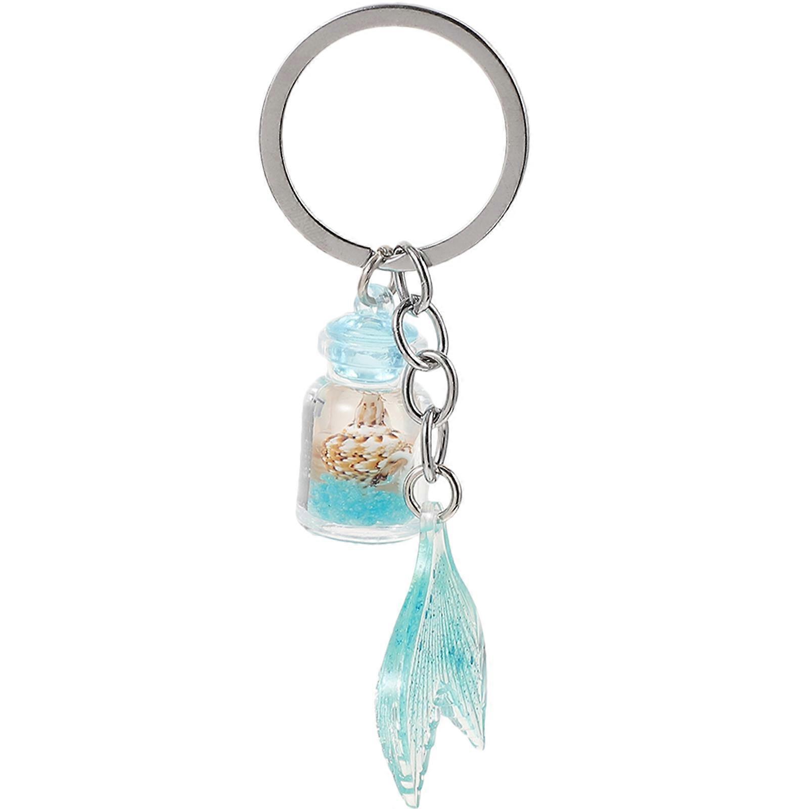 Resin Wishing Bottle Keychain with Mermaid Tail Design for Decoration Multi 2.5 Inch