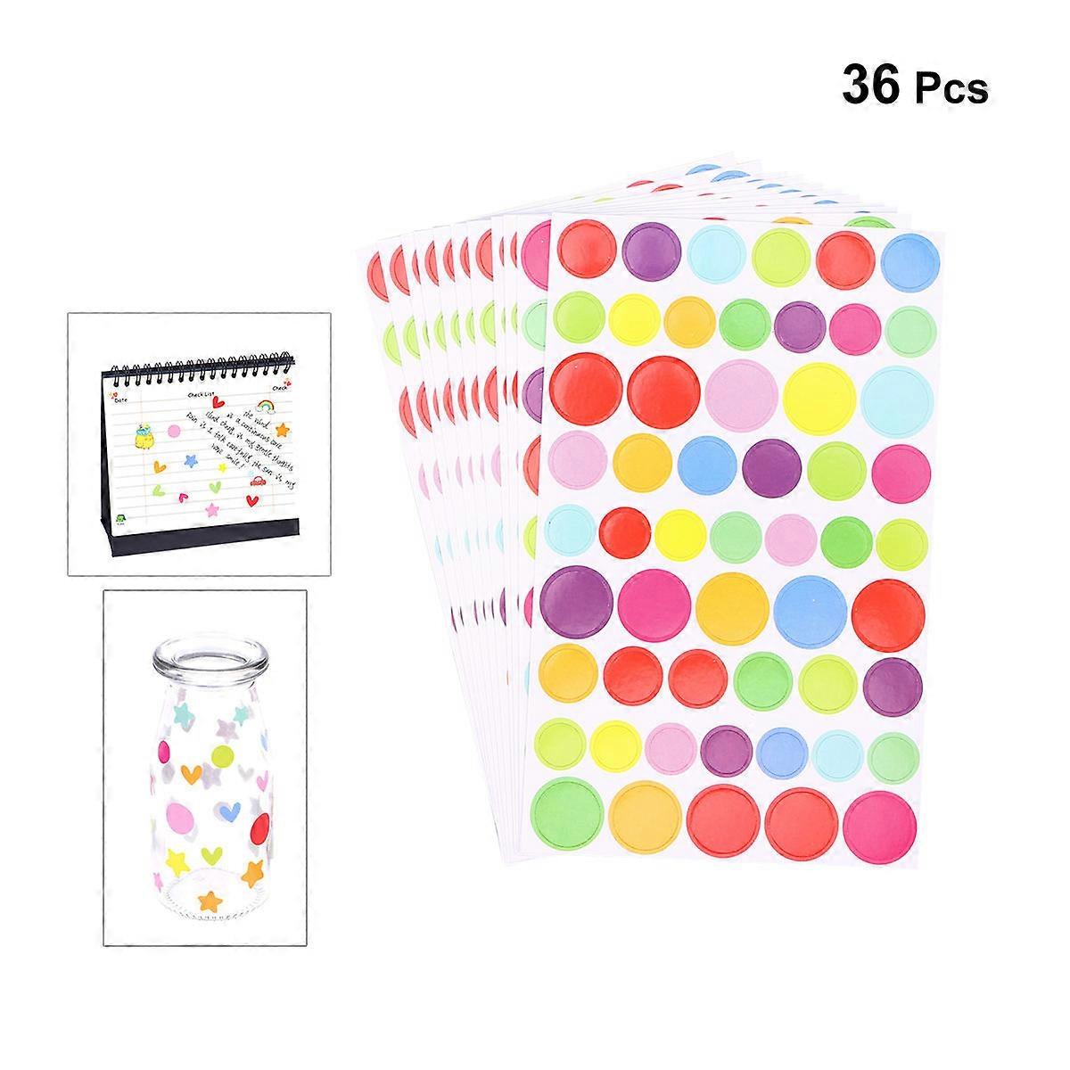 Circle Stickers Adhesive Labels for Marking 6Set 36 Sheets