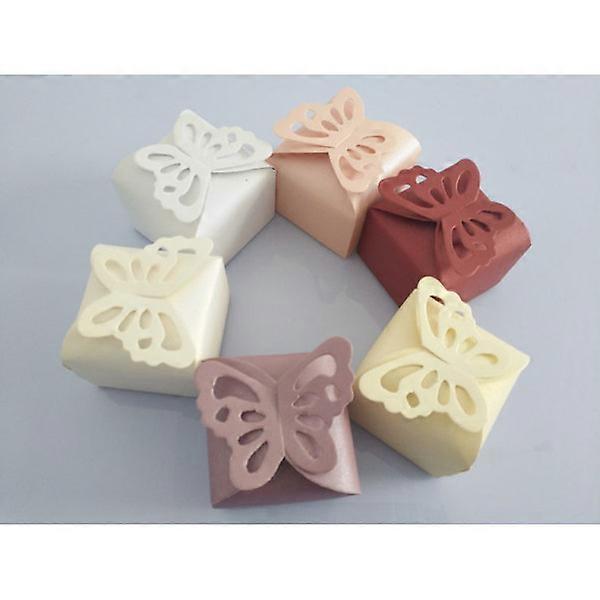 100pcs New Candy Boxes Creative Solid Color Butterfly Wedding Boxes