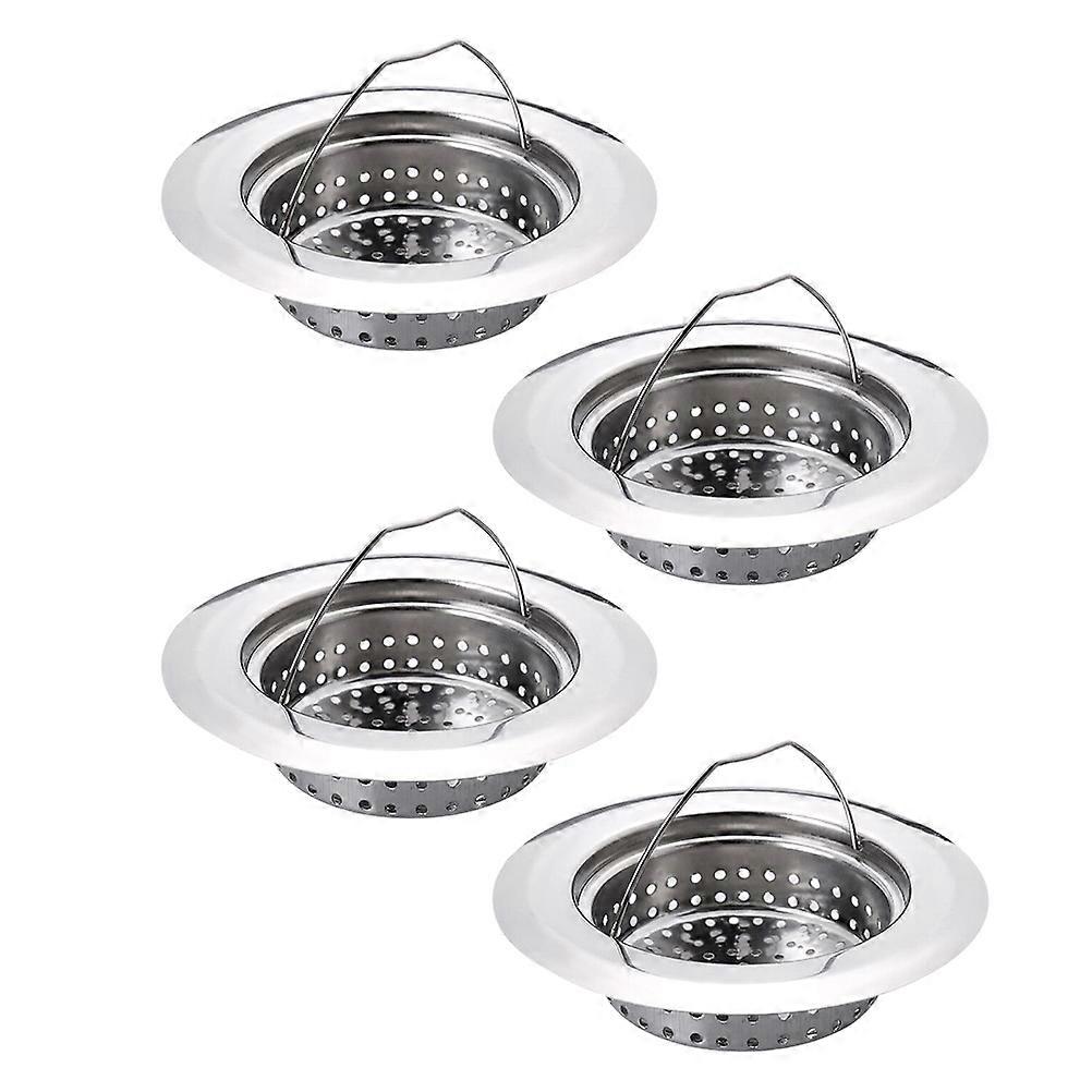 Stainless Steel Kitchen Sink Waste Filter 4Pcs Anti Clogging Hair Filter Home Use 11X11CM
