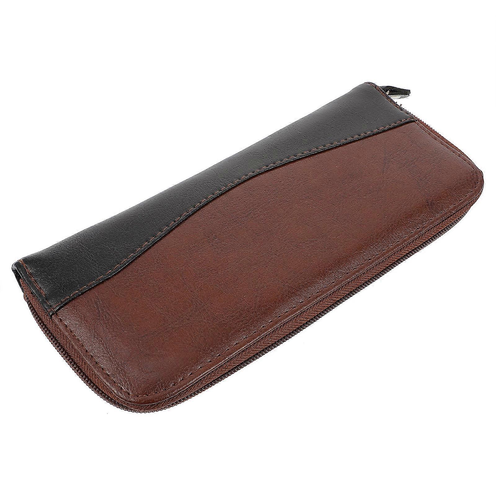 Brown PU Hairdresser Tool Case for Lady Lightweight Portable with Proper Space for Combs Clips 7.8 Inches